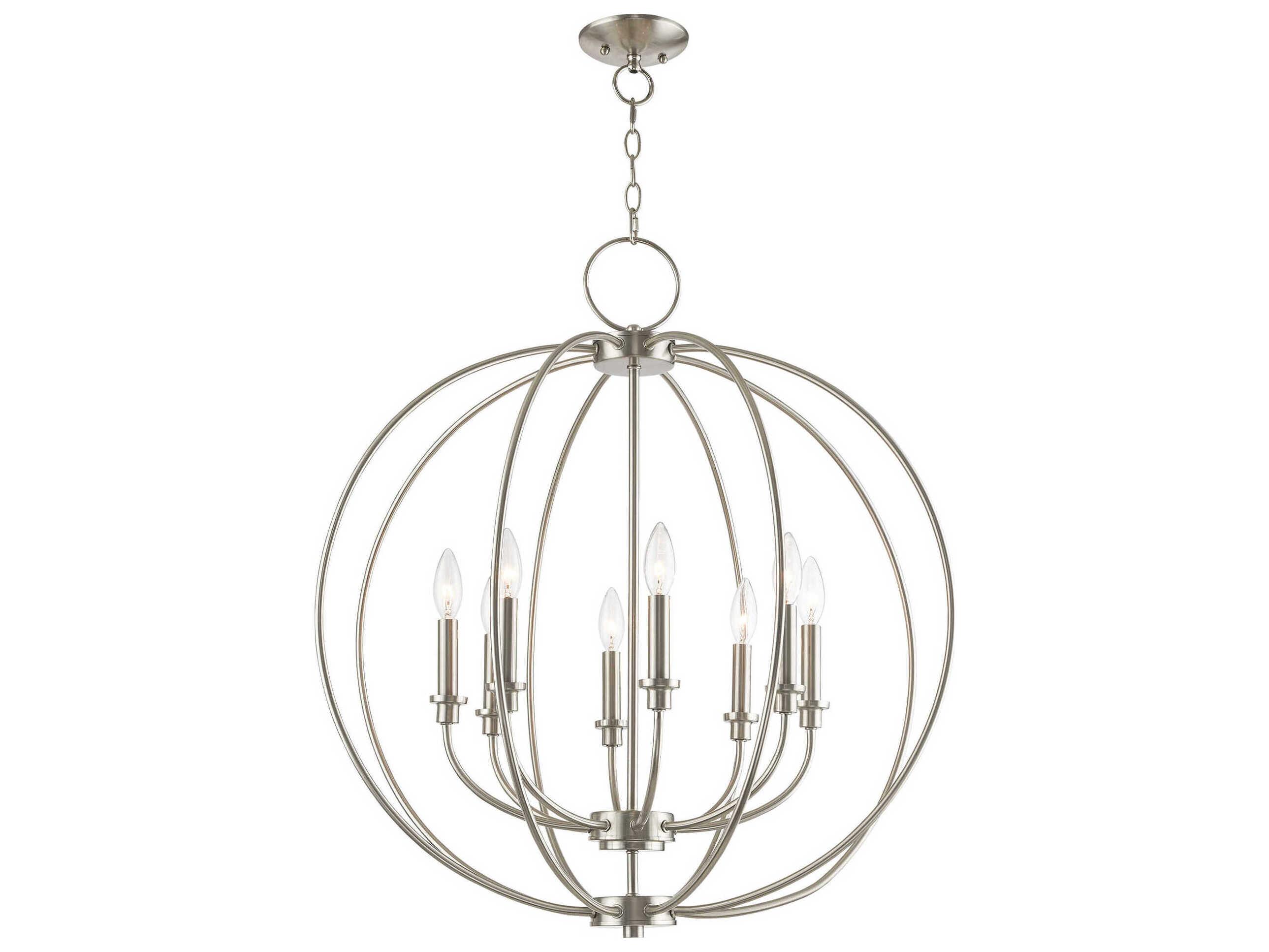 Livex Lighting Milania 8-Light Brushed Nickel Candelabra Chandelier