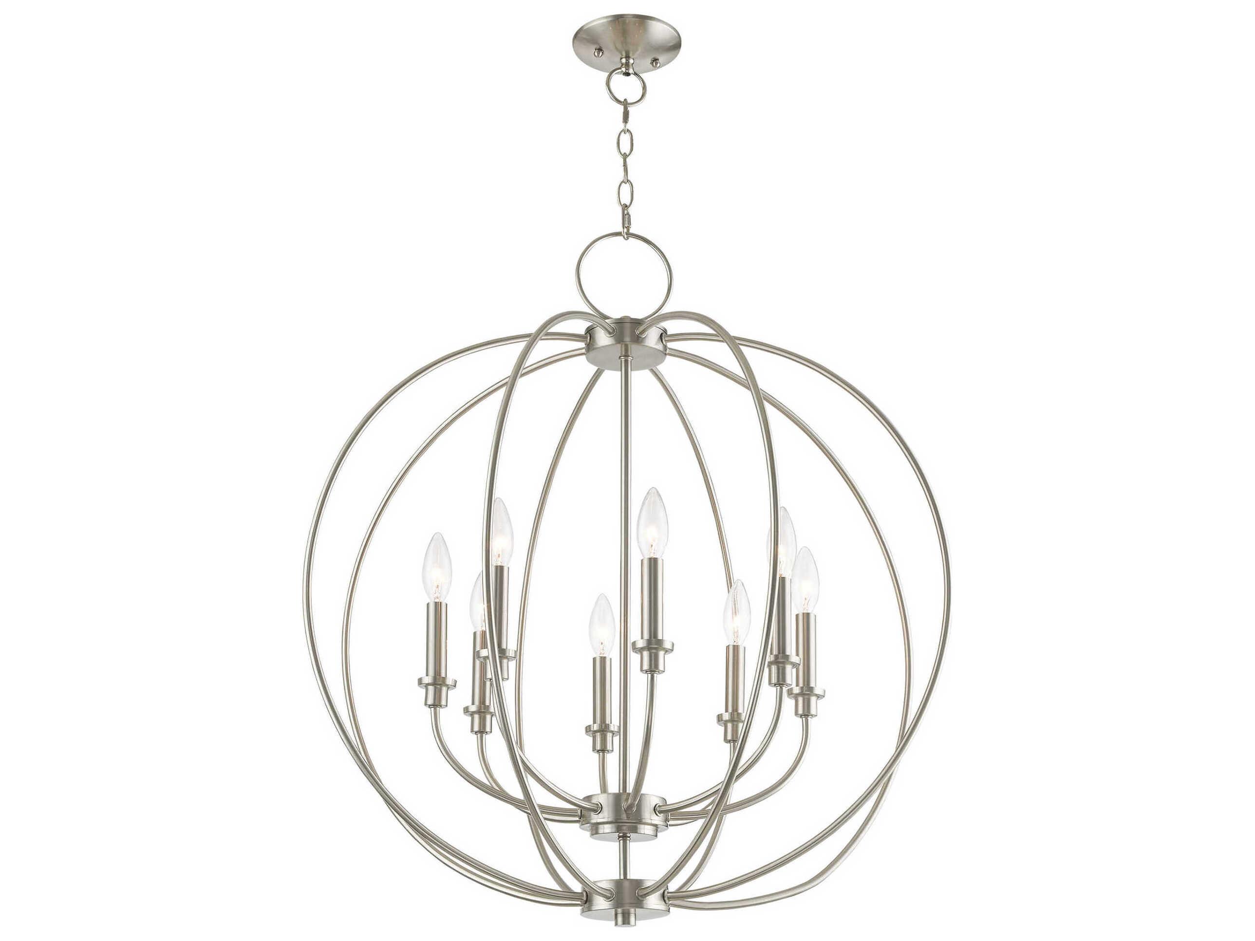 Livex Lighting Milania 8-Light Brushed Nickel Candelabra Chandelier