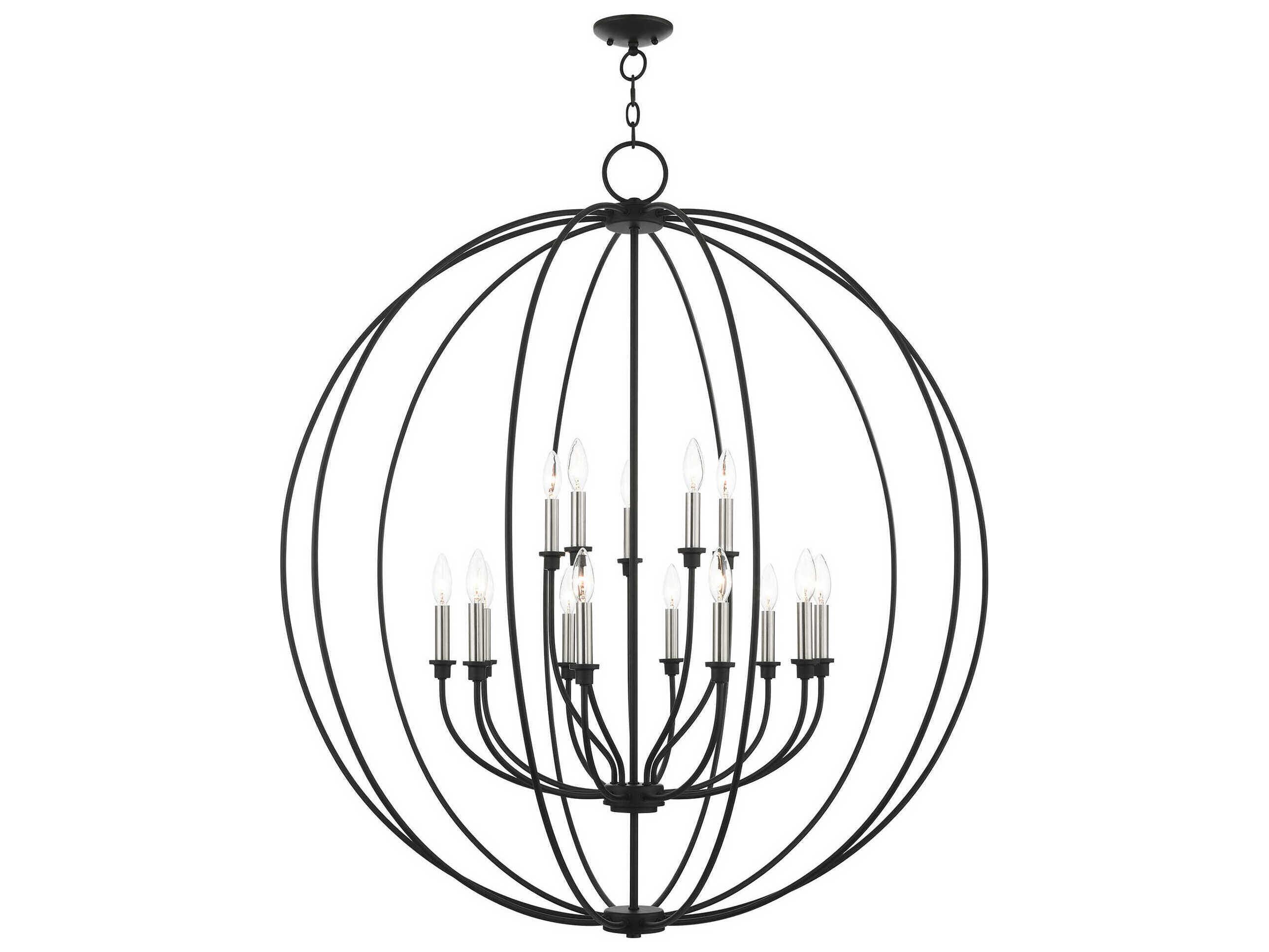 Livex Lighting Milania 15-Light Black Brushed Nickel Candelabra Chandelier