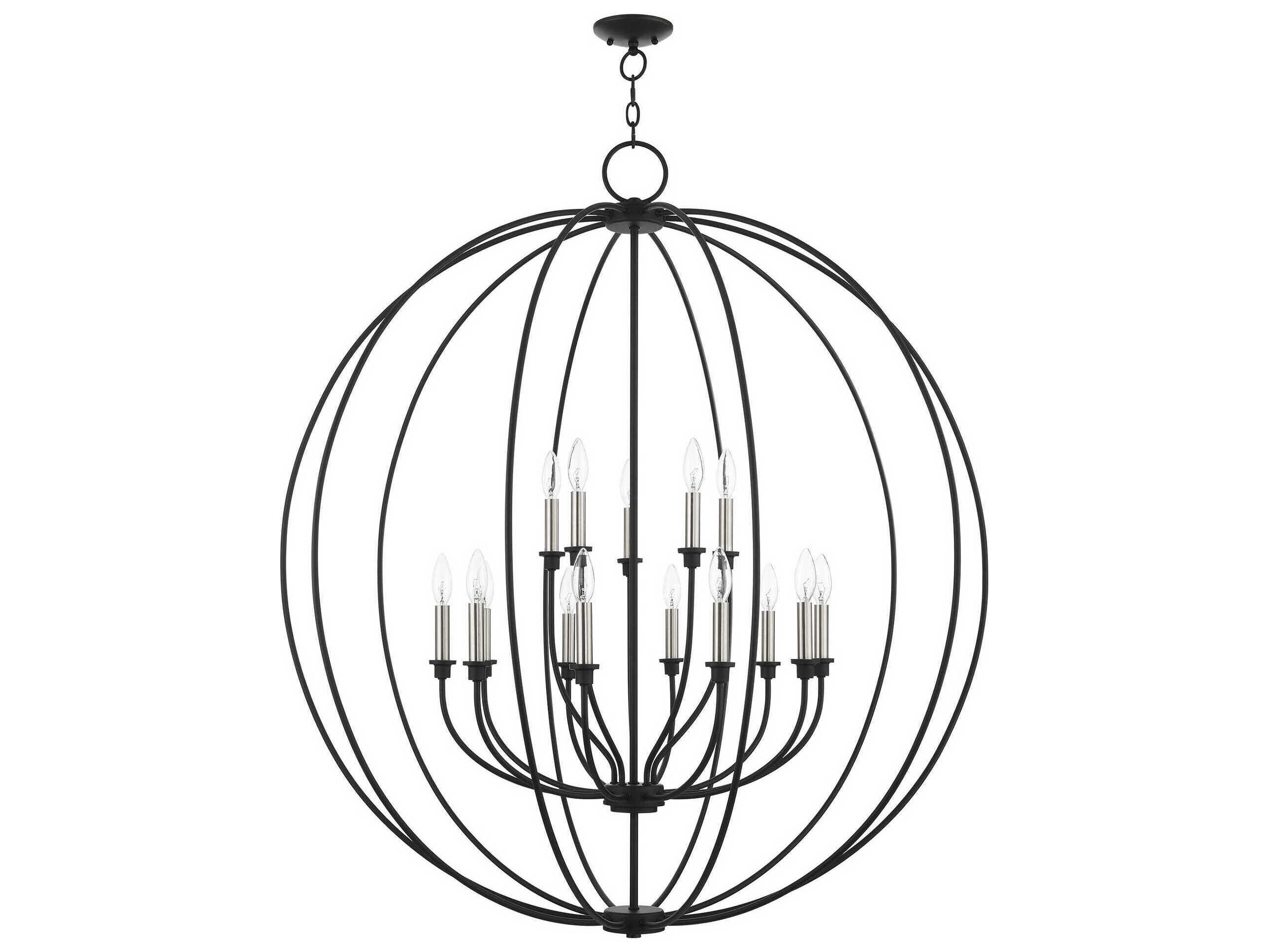 Livex Lighting Milania 15-Light Black Brushed Nickel Candelabra Chandelier