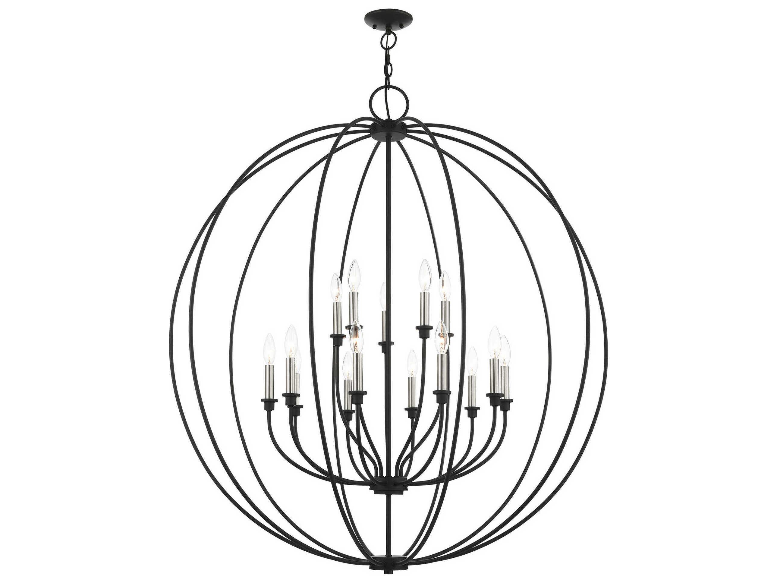 Livex Lighting Milania 15-Light Black Brushed Nickel Candelabra Chandelier