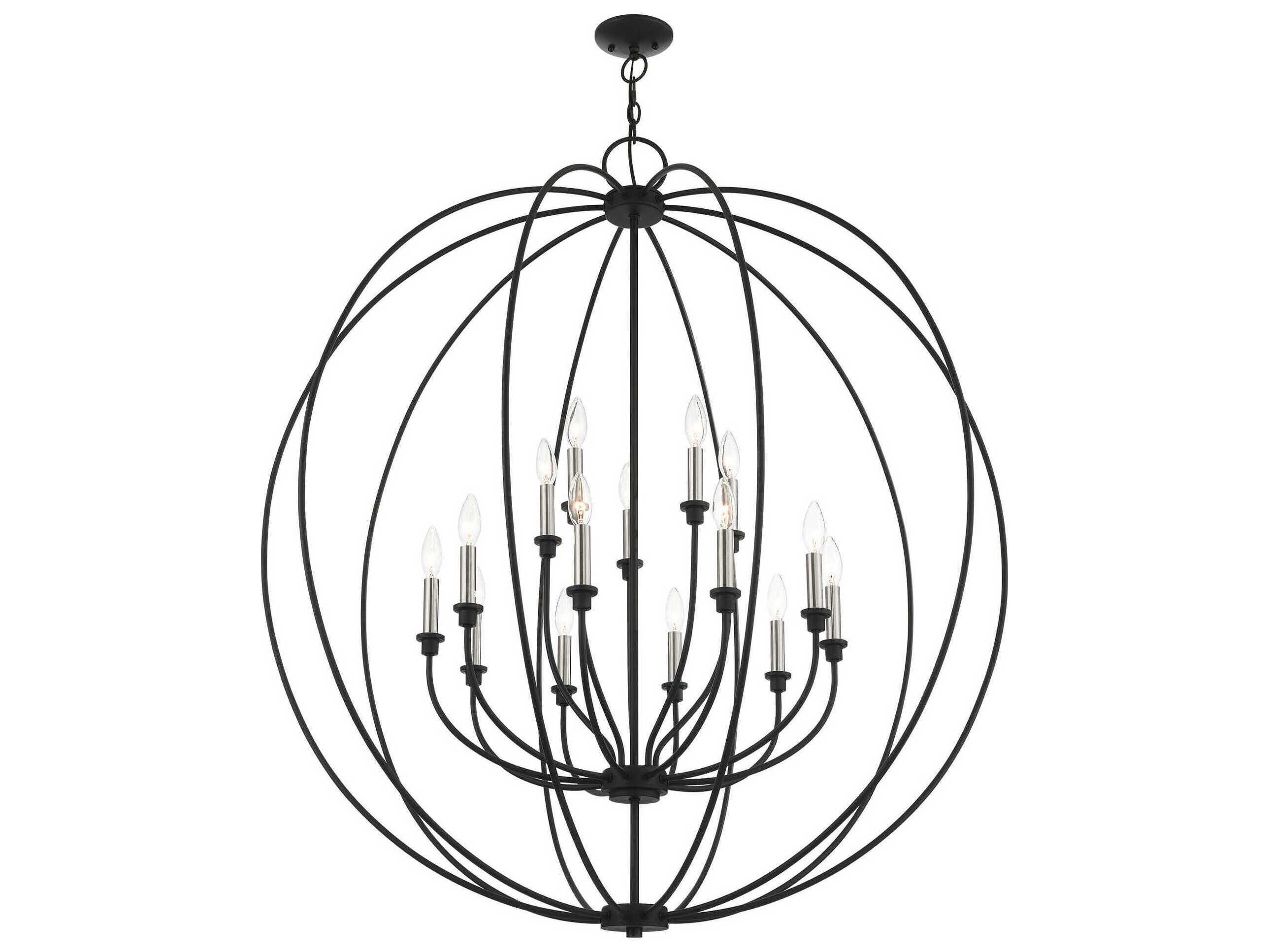 Livex Lighting Milania 15-Light Black Brushed Nickel Candelabra Chandelier
