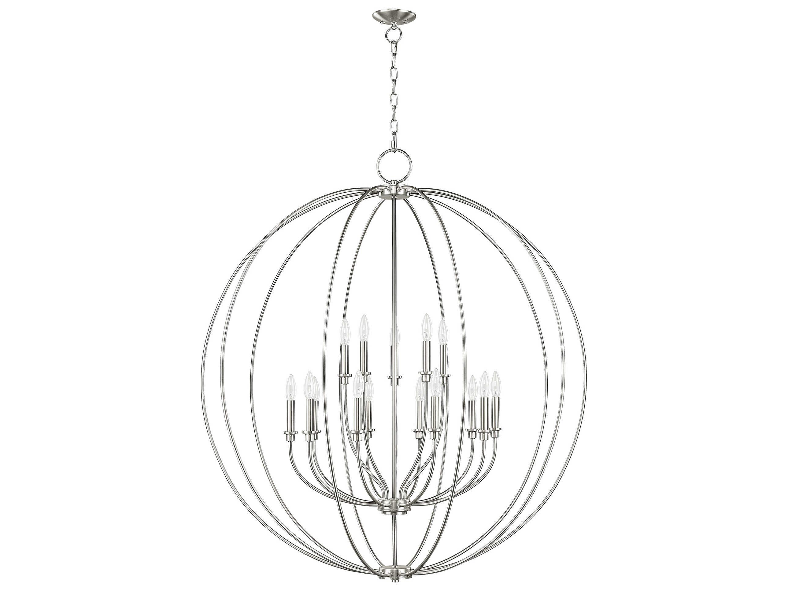 Livex Lighting Milania 15-Light Brushed Nickel Candelabra Round Chandelier