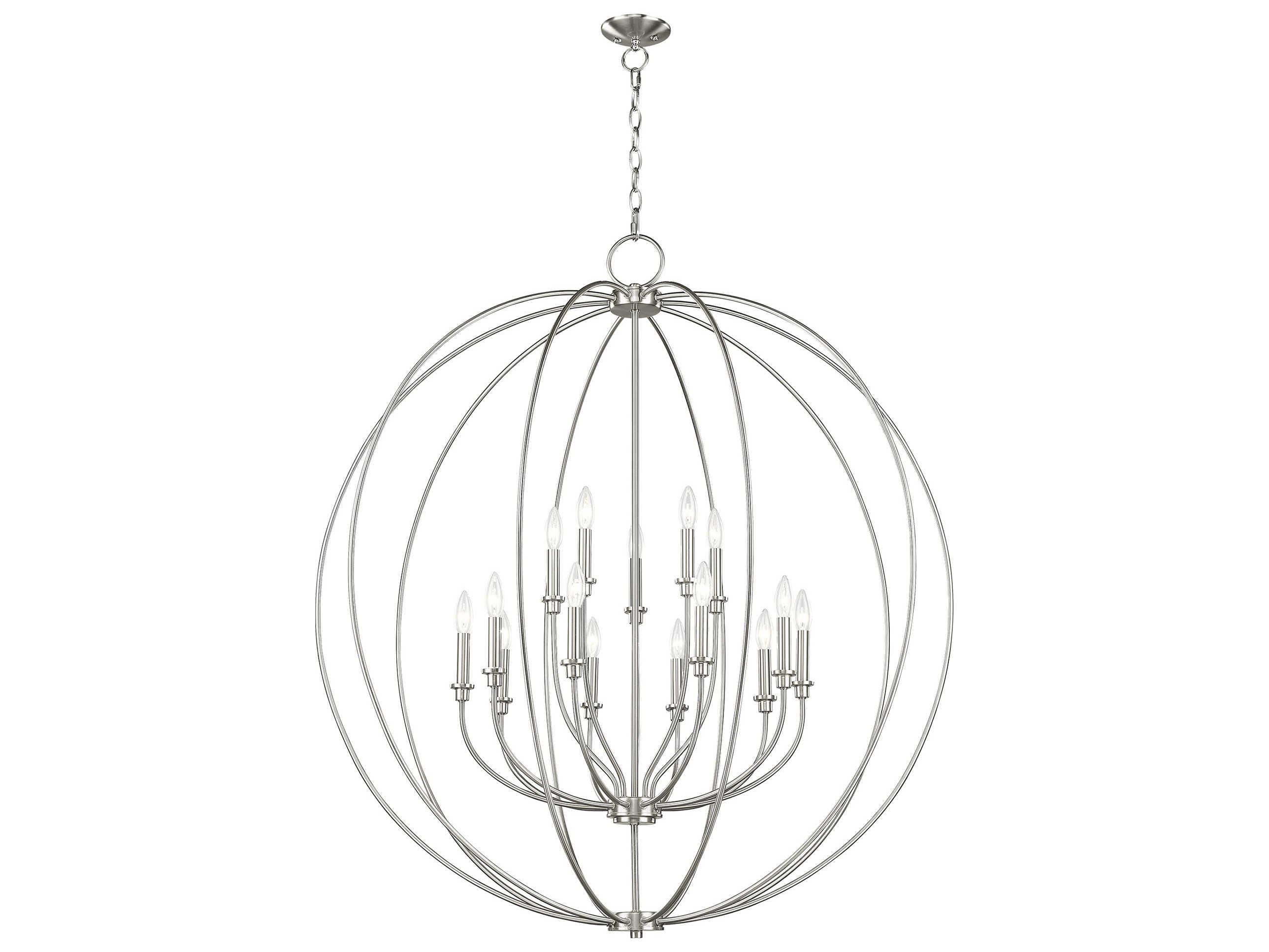 Livex Lighting Milania 15-Light Brushed Nickel Candelabra Round Chandelier