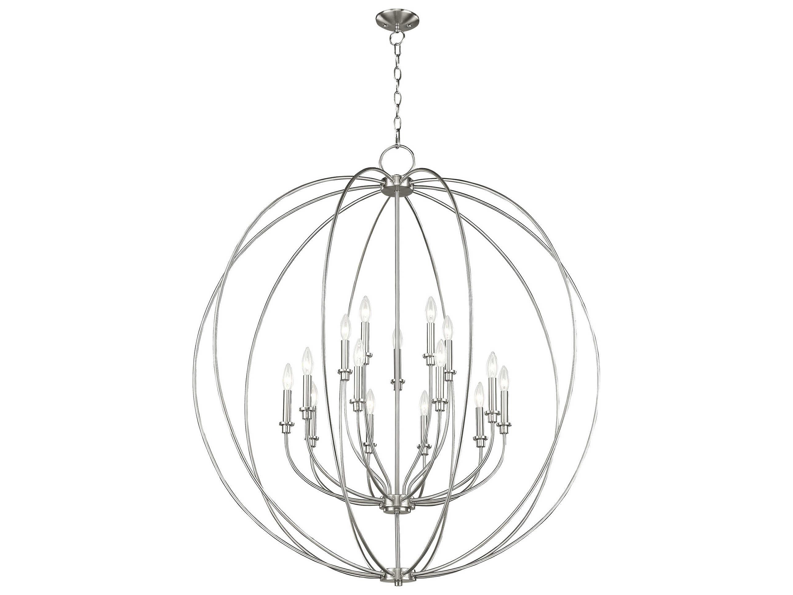 Livex Lighting Milania 15-Light Brushed Nickel Candelabra Round Chandelier