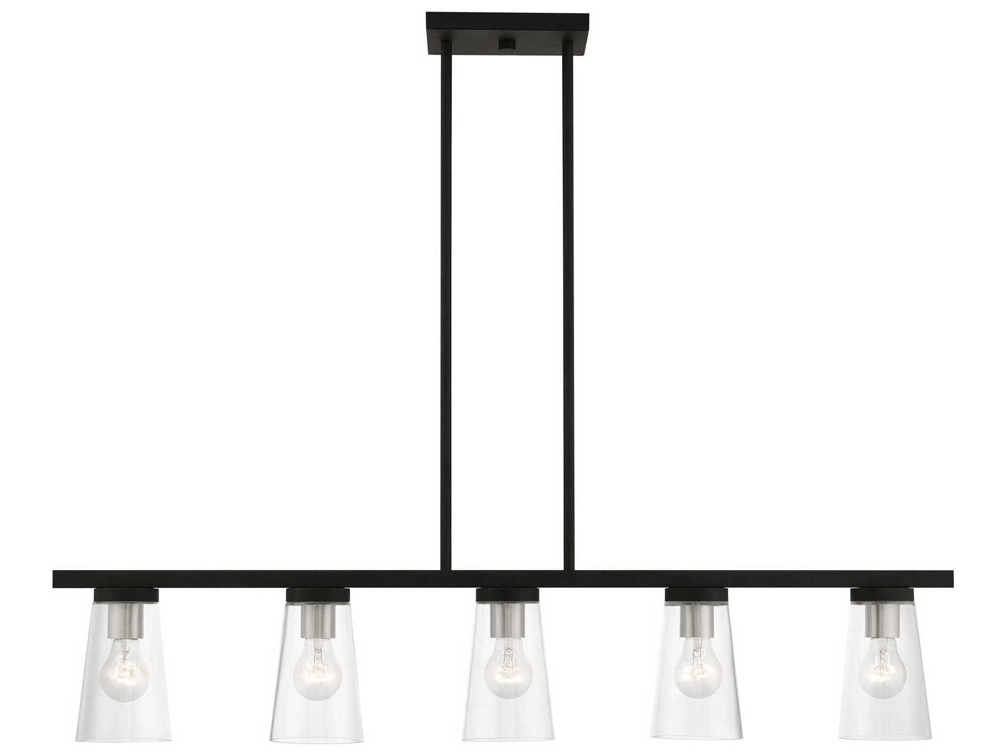 Livex Lighting Cityview 5-Light Black Brushed Nickel Glass Cylinder Linear Island Pendant