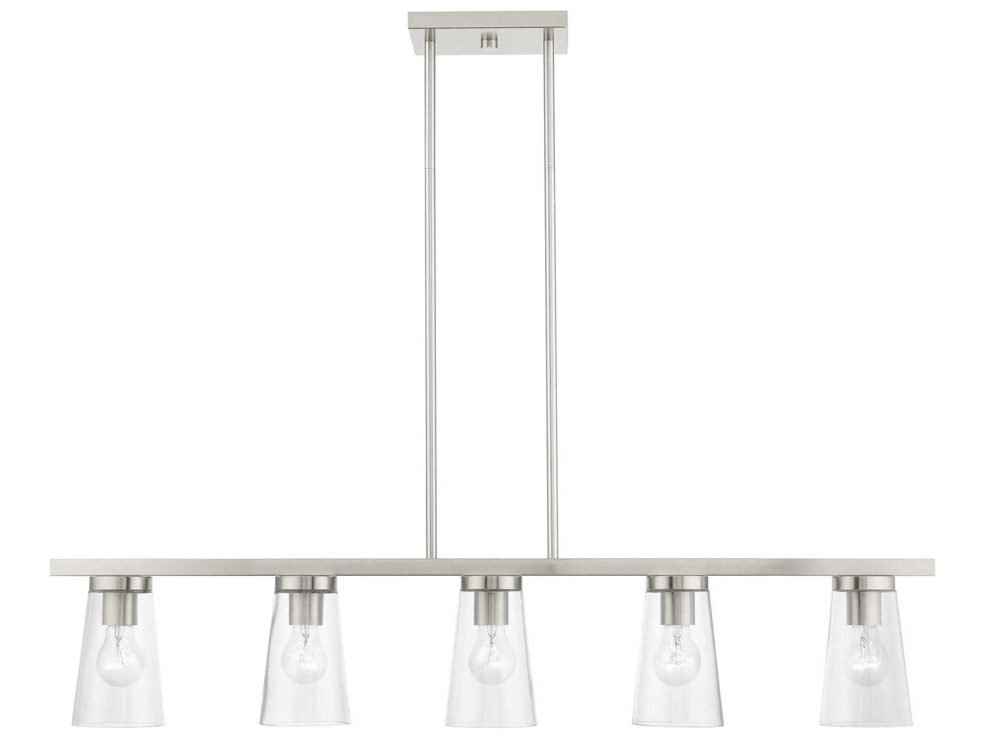 Livex Lighting Cityview 5-Light Brushed Nickel Glass Cylinder Linear Island Pendant