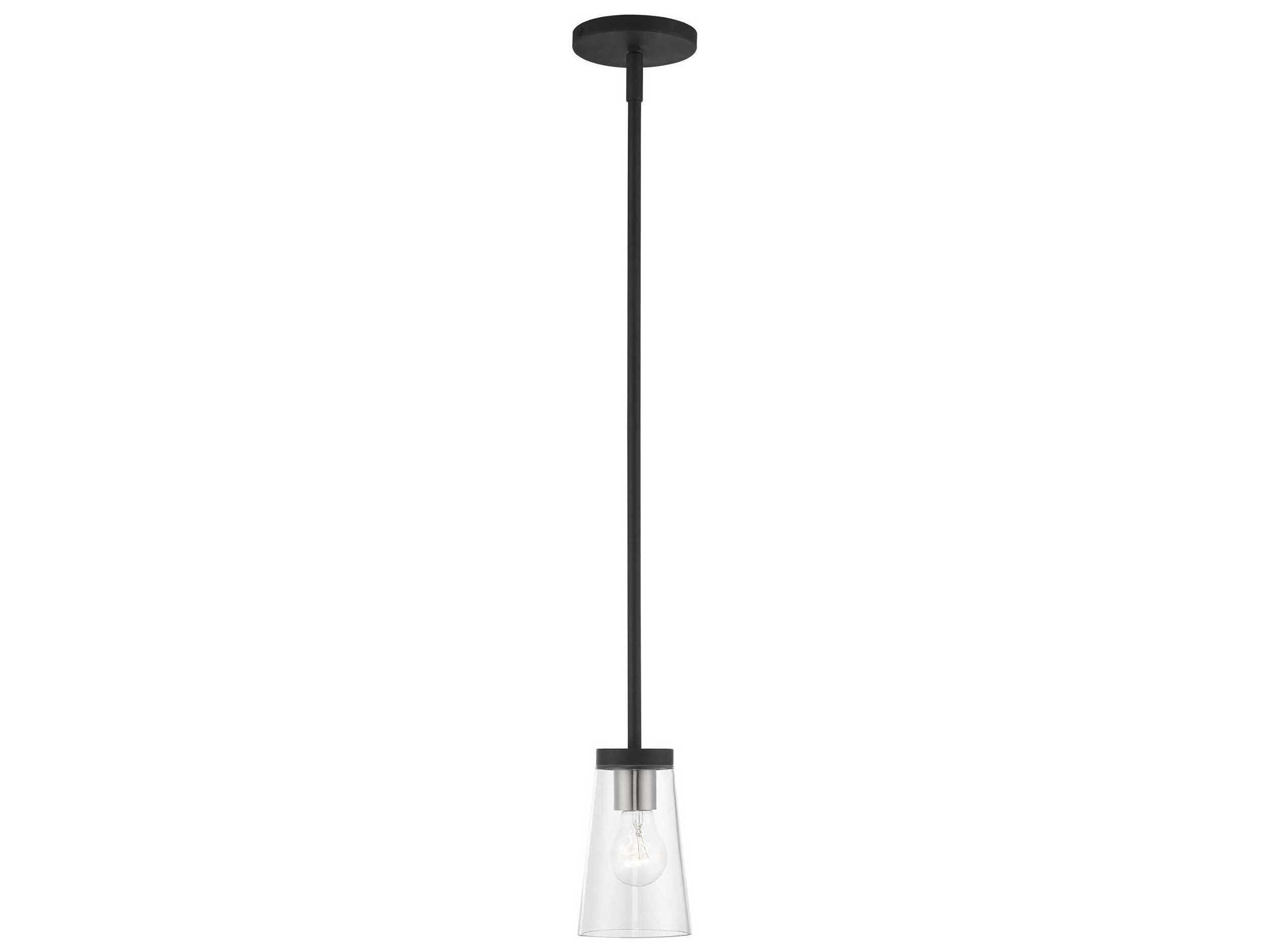 Livex Lighting Cityview 1-Light Black Brushed Nickel Glass Cylinder Mini Pendant