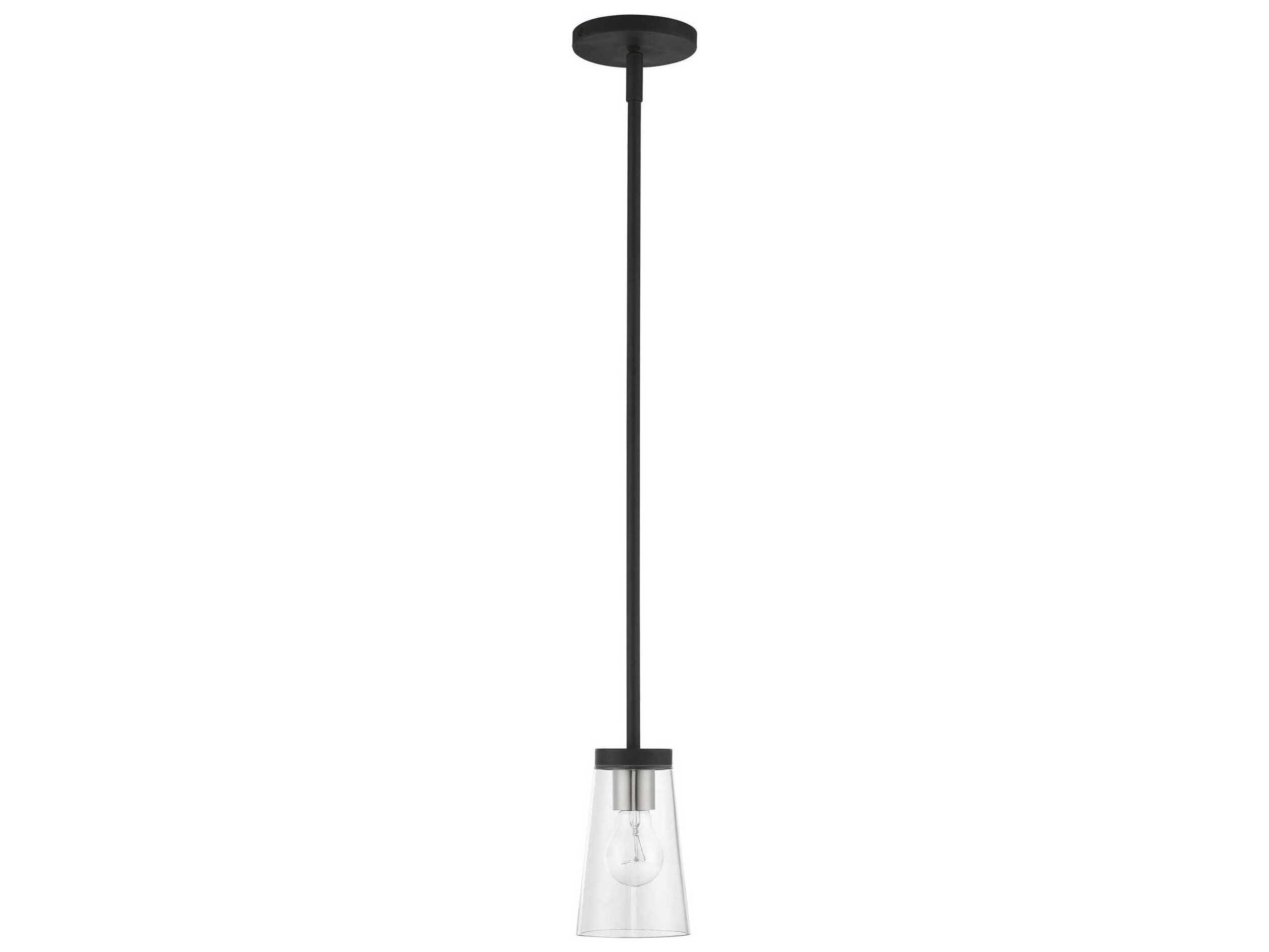 Livex Lighting Cityview 1-Light Black Brushed Nickel Glass Cylinder Mini Pendant