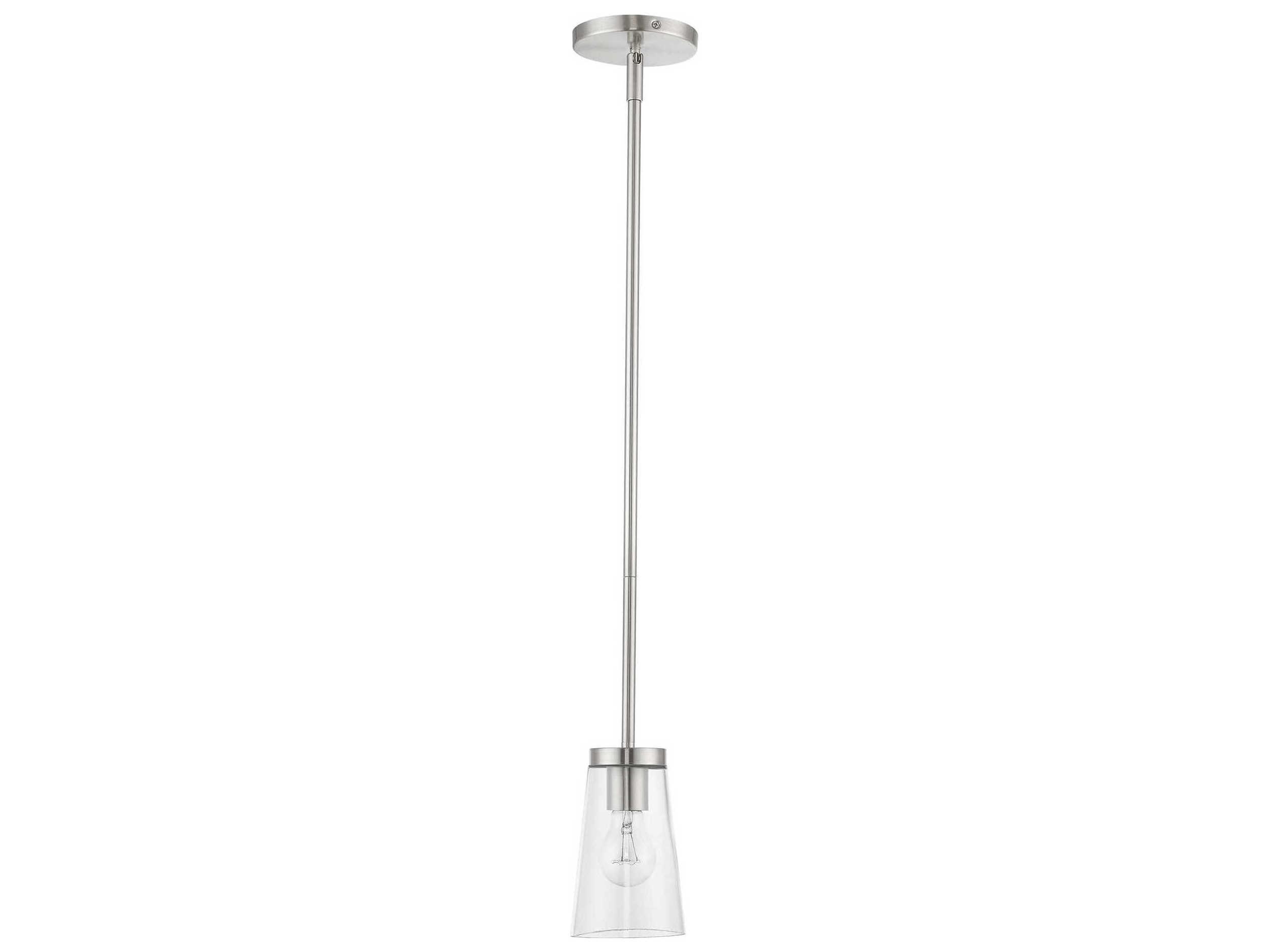 Livex Lighting Cityview 1-Light Brushed Nickel Glass Cylinder Mini Pendant