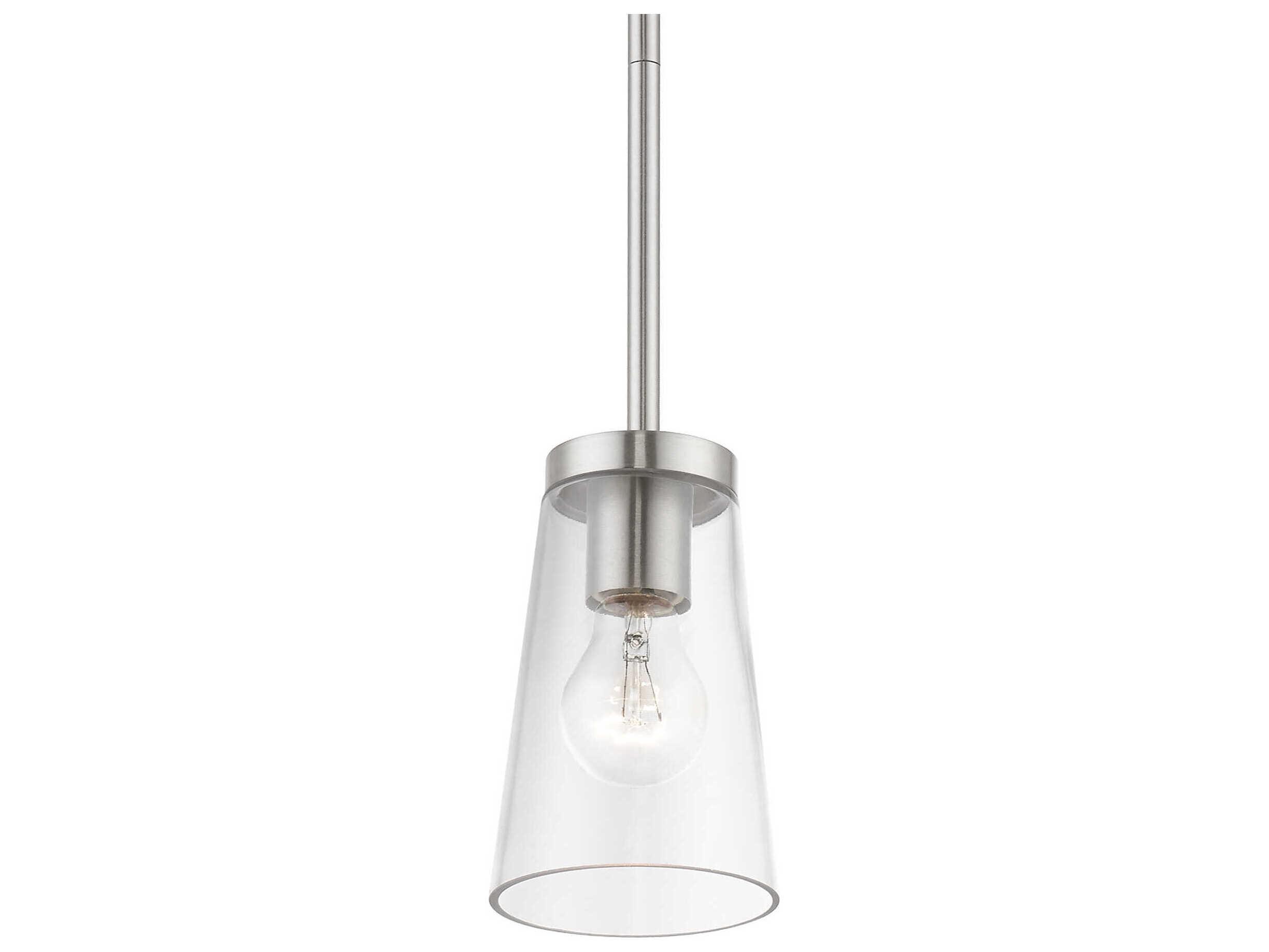 Livex Lighting Cityview 1-Light Brushed Nickel Glass Cylinder Mini Pendant