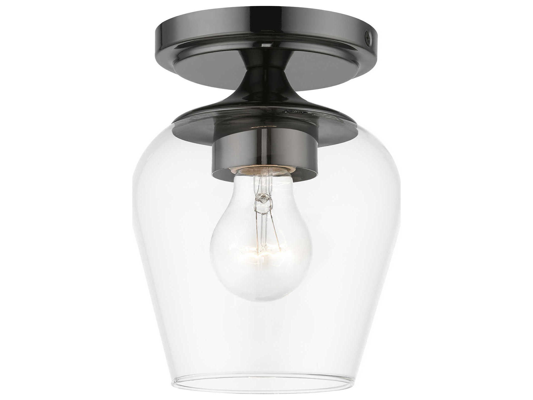 Livex Lighting Willow 1-Light Black Chrome Glass Bell Semi Flush Mount