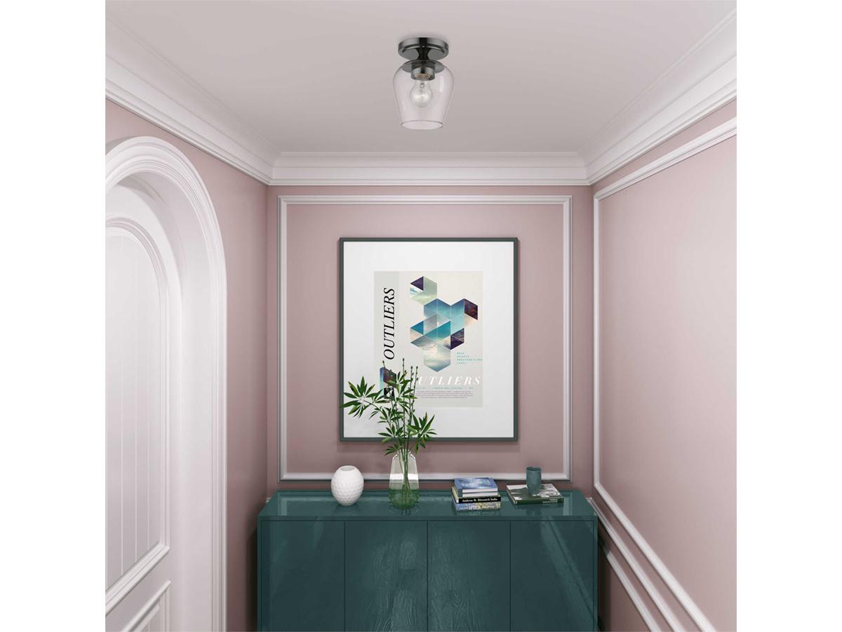 Livex Lighting Willow 1-Light Black Chrome Glass Bell Semi Flush Mount