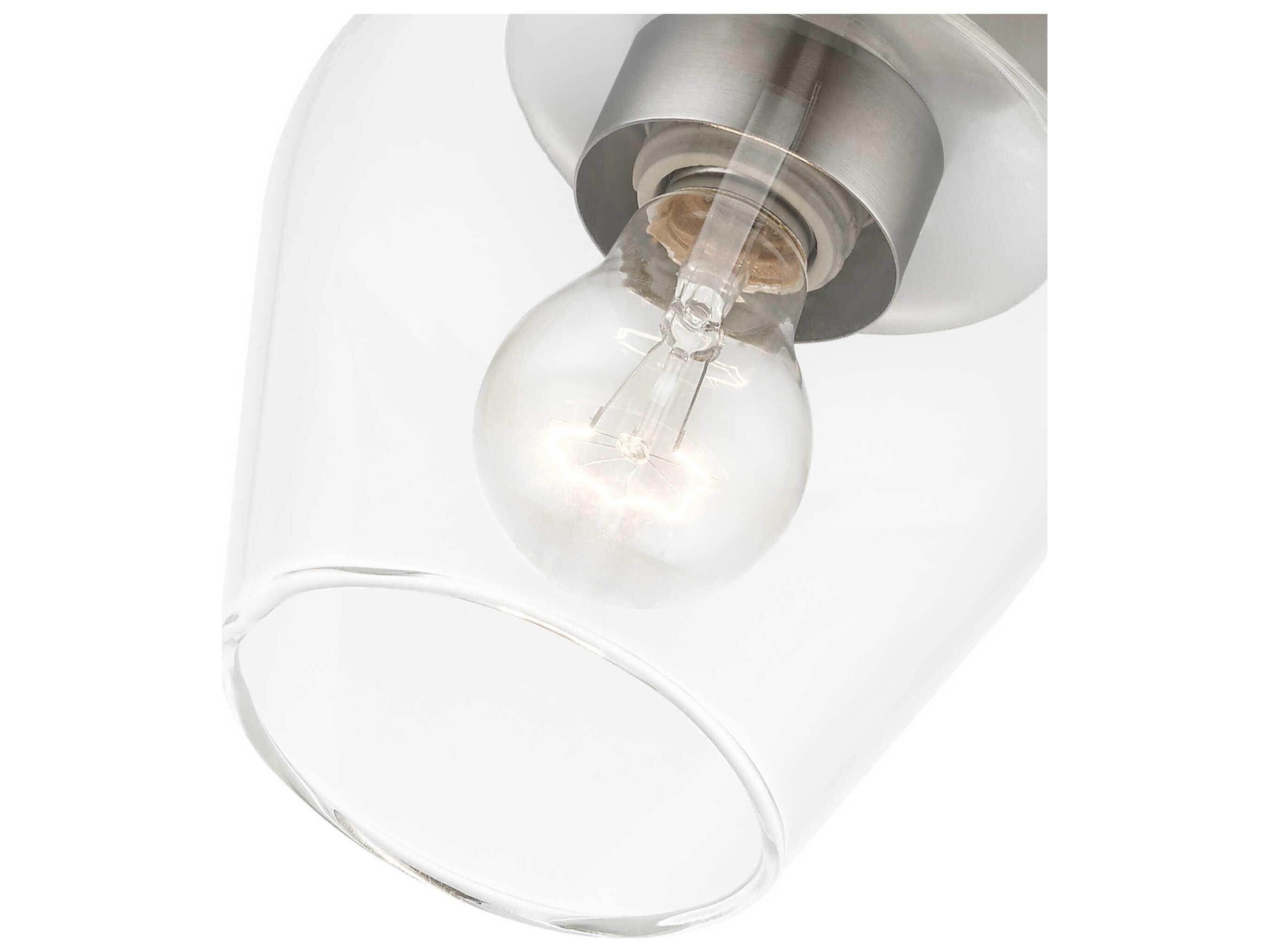 Livex Lighting Willow 1-Light Brushed Nickel Glass Bell Semi Flush Mount