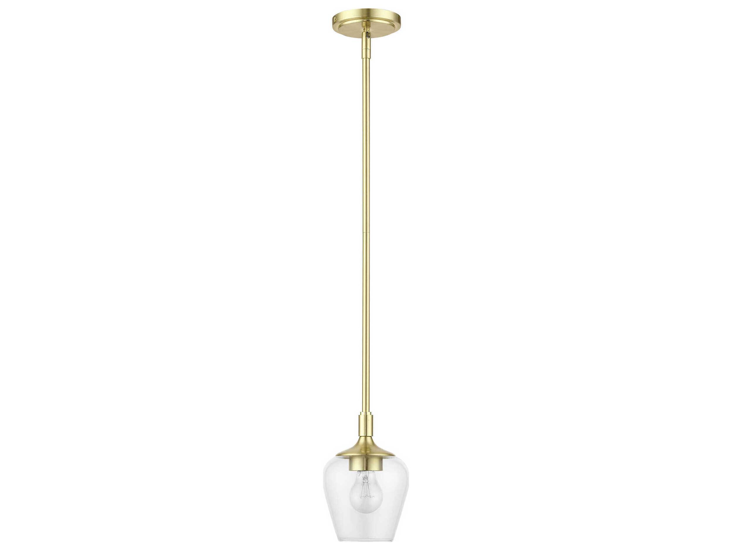 Livex Lighting Willow 1-Light Satin Brass Glass Bell Mini Pendant