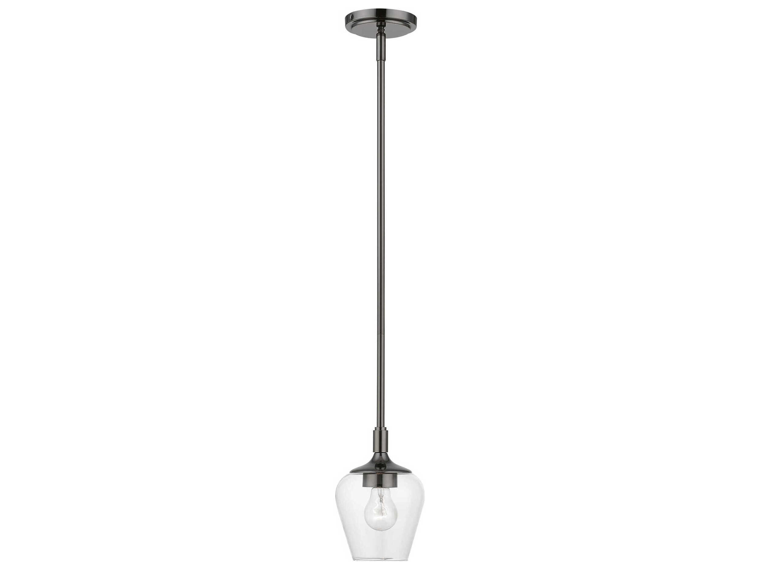 Livex Lighting Willow 1-Light Black Chrome Glass Bell Mini Pendant