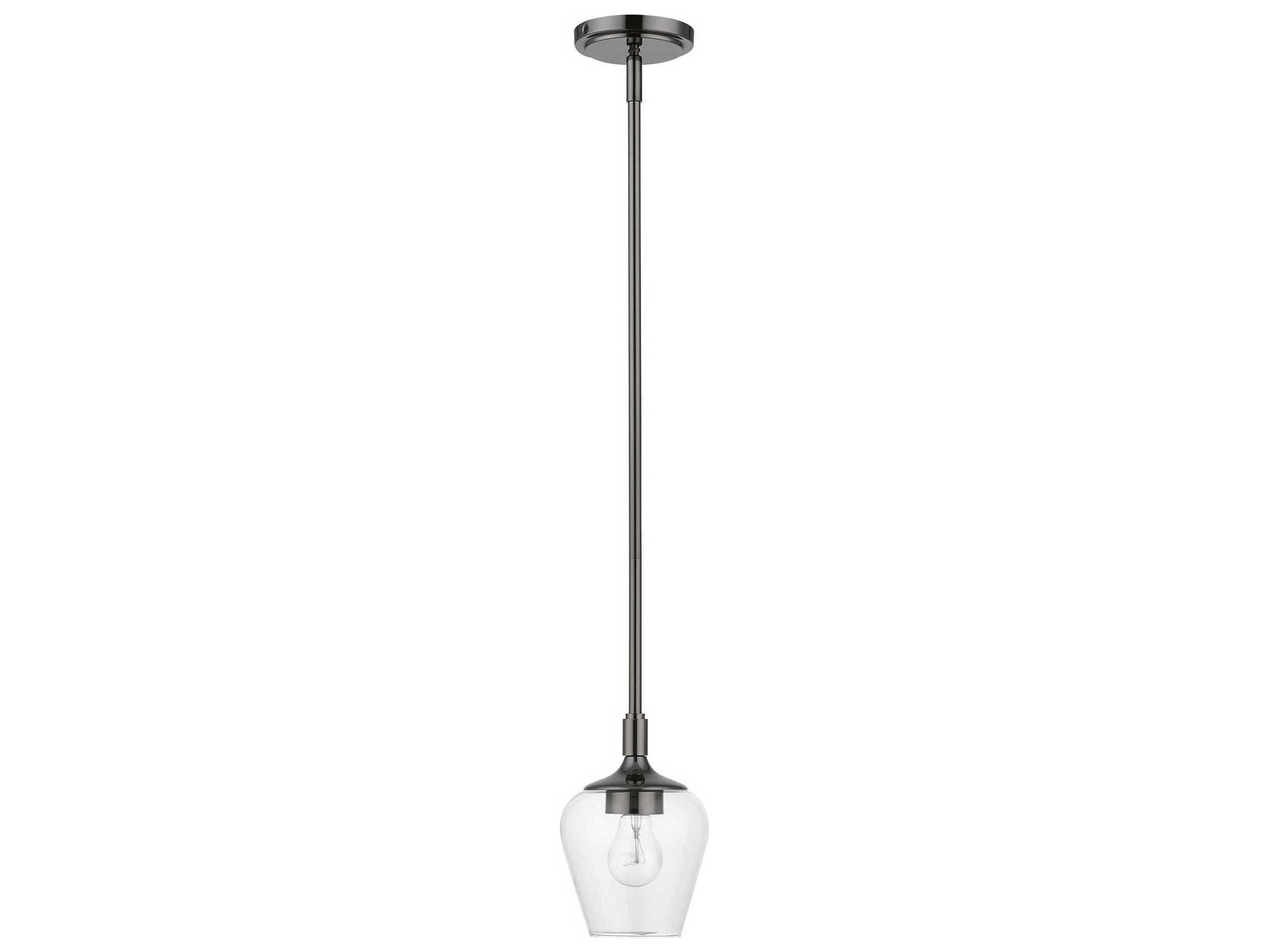 Livex Lighting Willow 1-Light Black Chrome Glass Bell Mini Pendant
