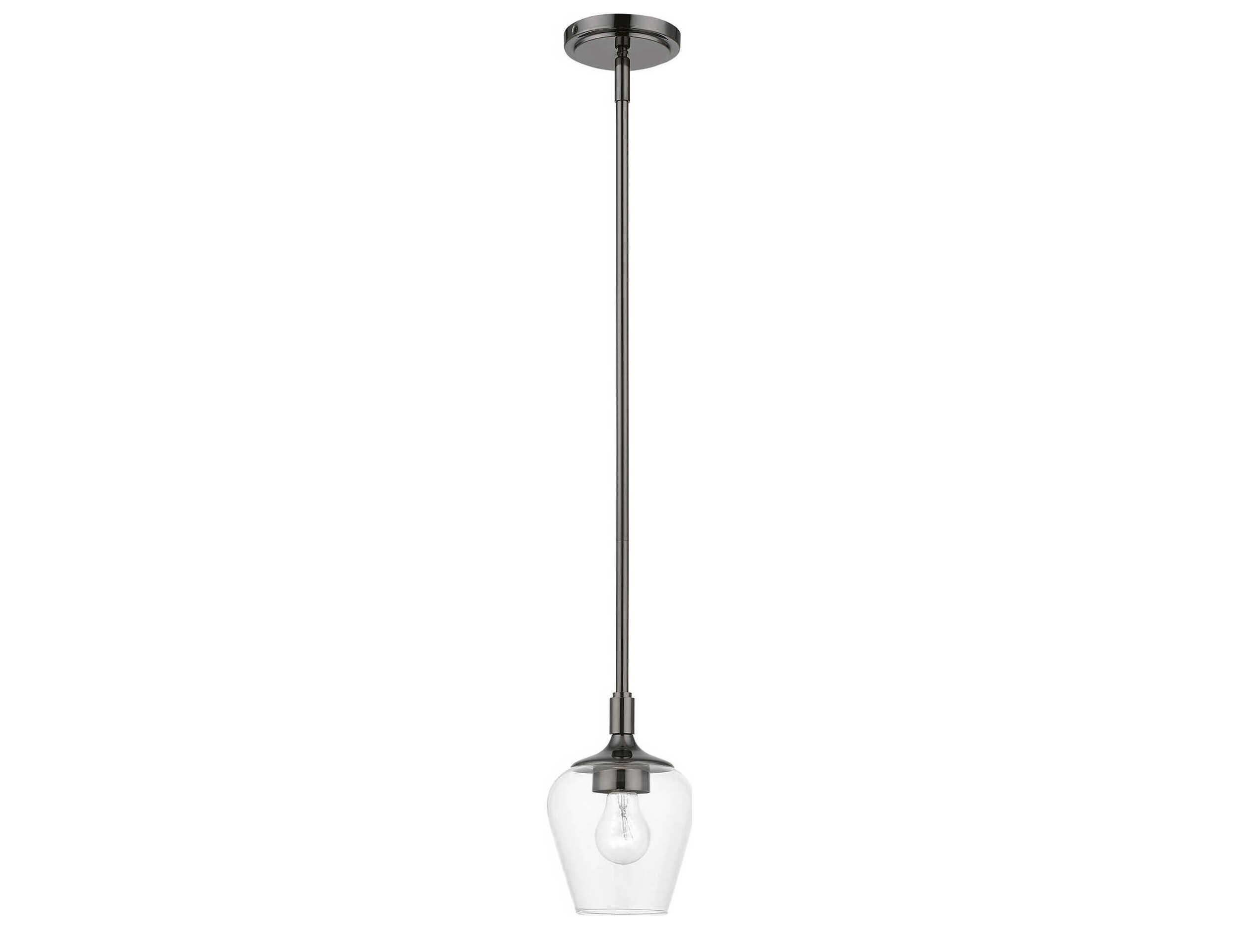 Livex Lighting Willow 1-Light Black Chrome Glass Bell Mini Pendant