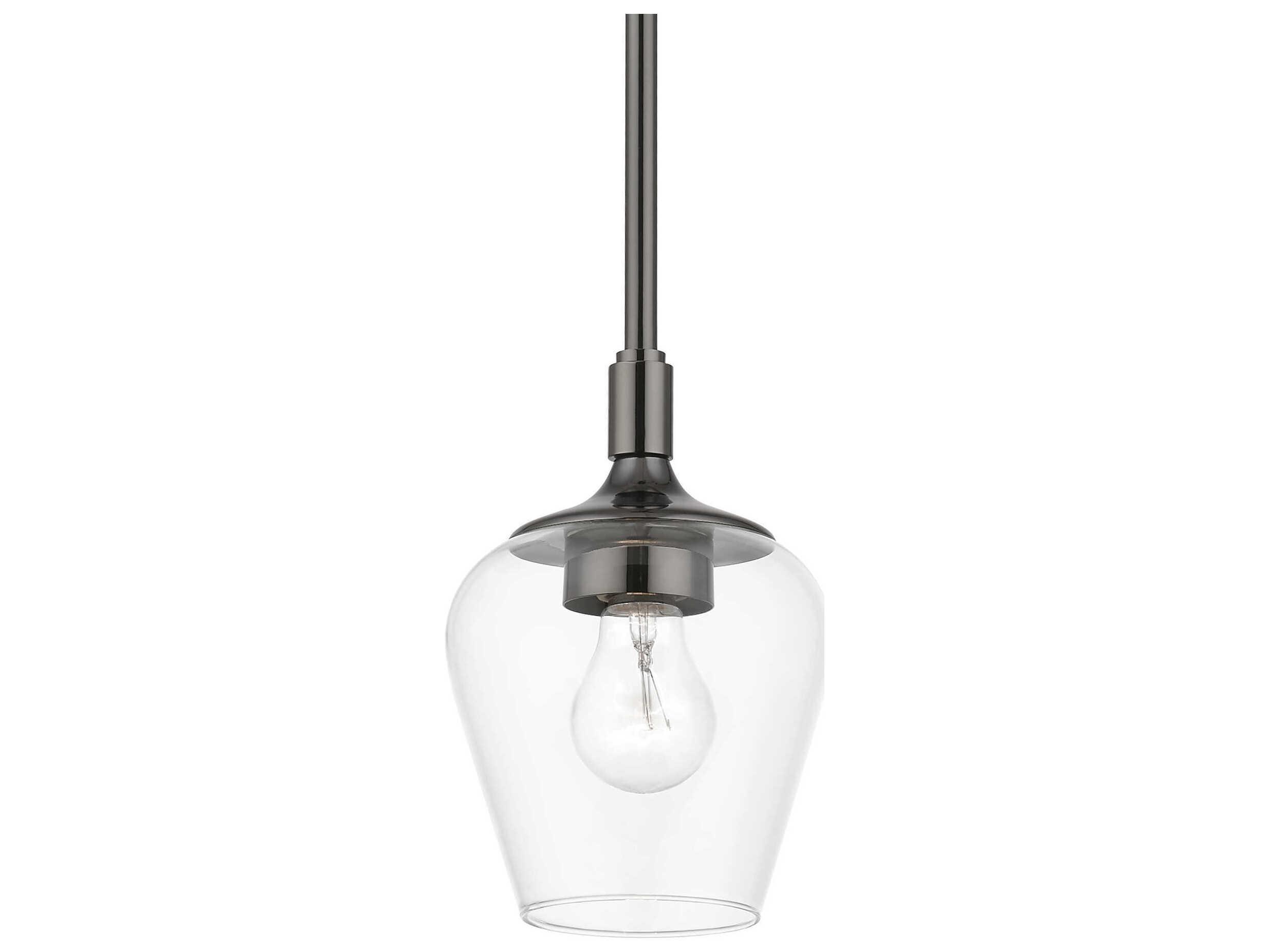 Livex Lighting Willow 1-Light Black Chrome Glass Bell Mini Pendant