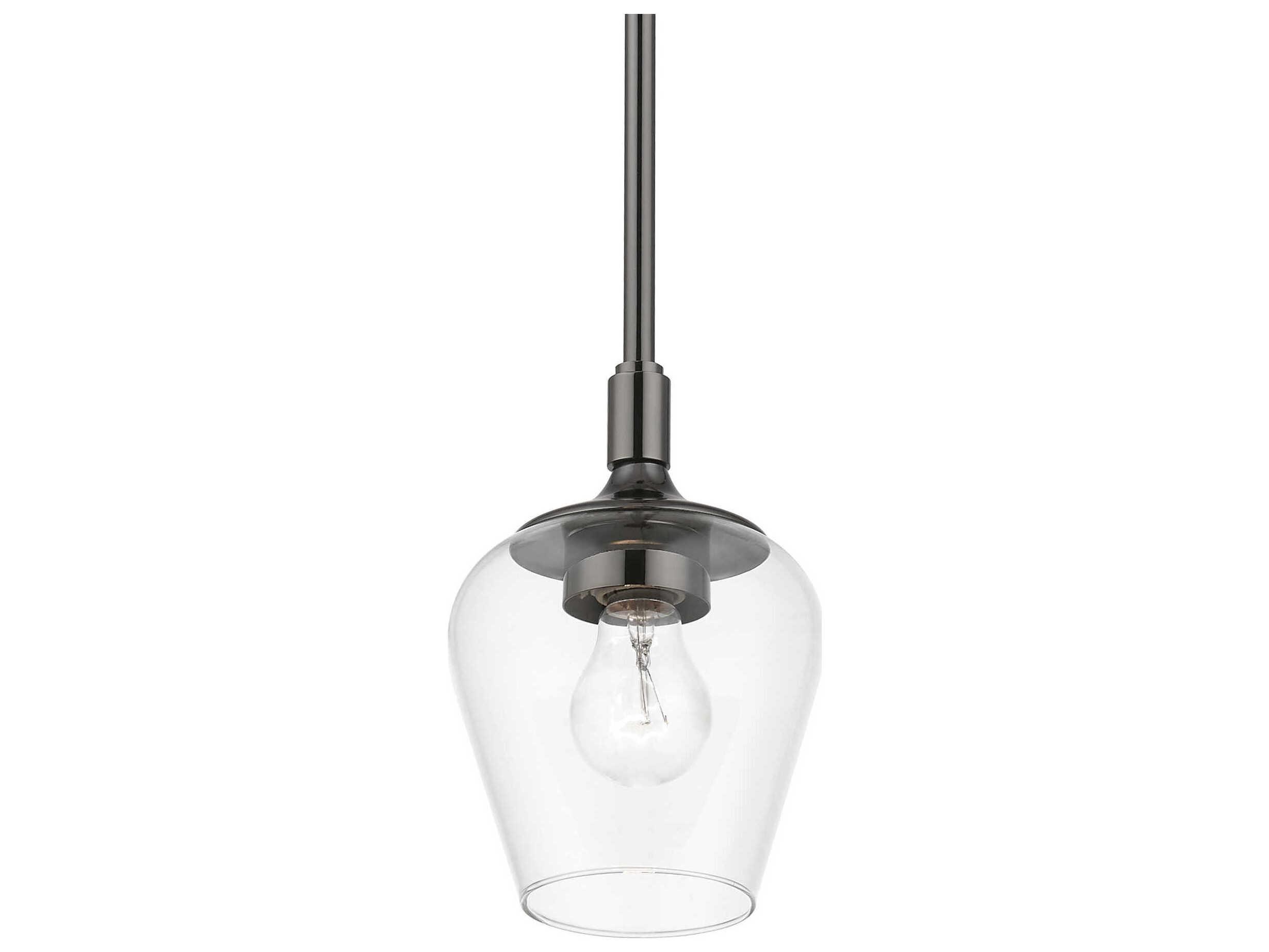 Livex Lighting Willow 1-Light Black Chrome Glass Bell Mini Pendant