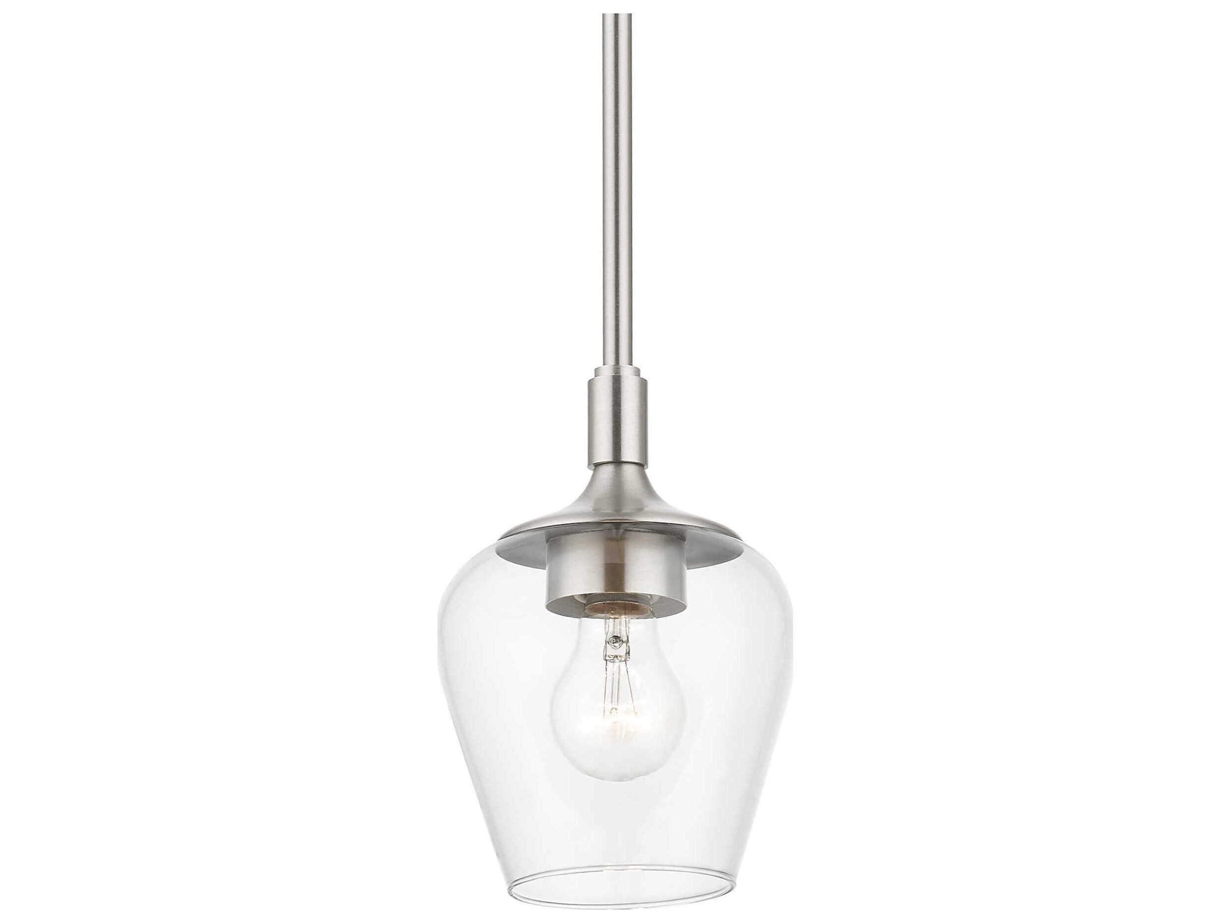 Livex Lighting Willow 1-Light Brushed Nickel Glass Bell Mini Pendant