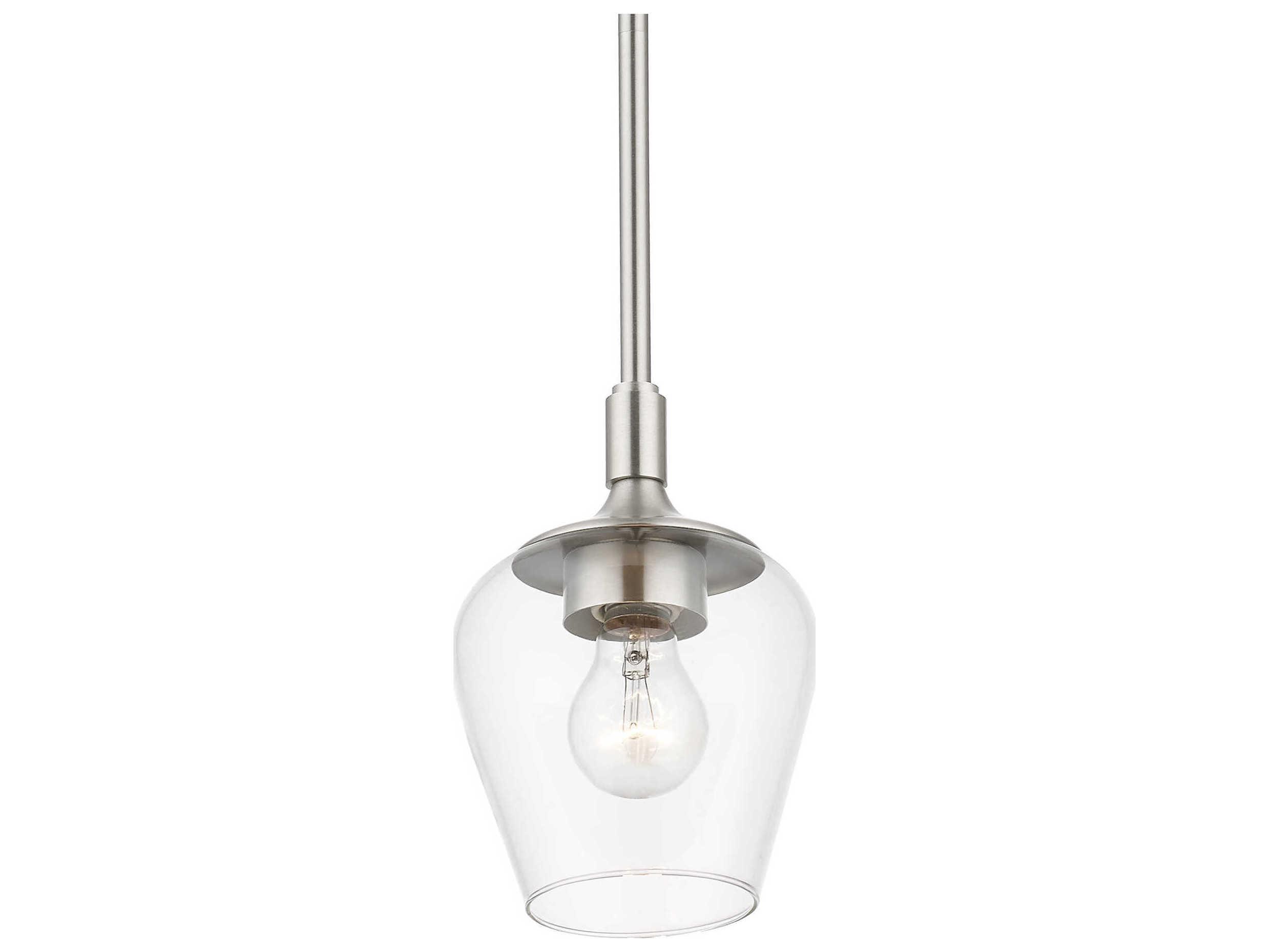 Livex Lighting Willow 1-Light Brushed Nickel Glass Bell Mini Pendant