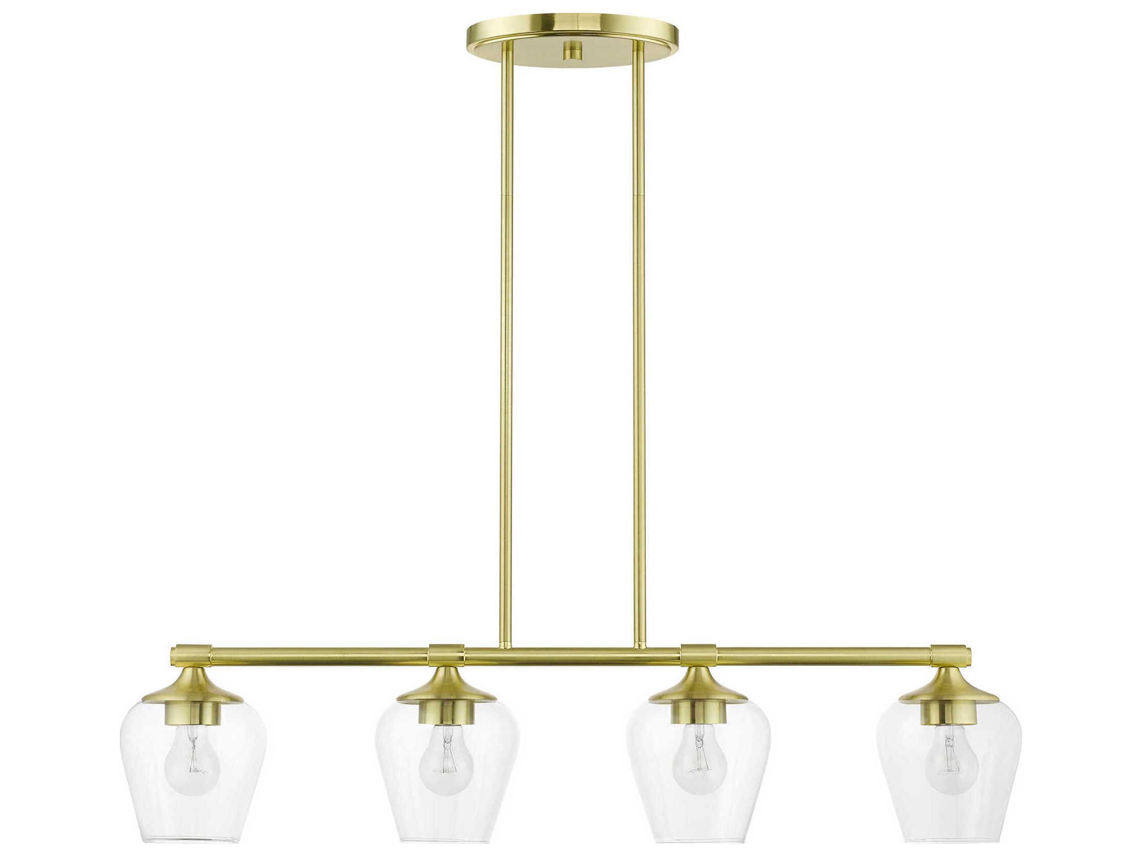 Livex Lighting Willow 4-Light Satin Brass Glass Bell Island Pendant
