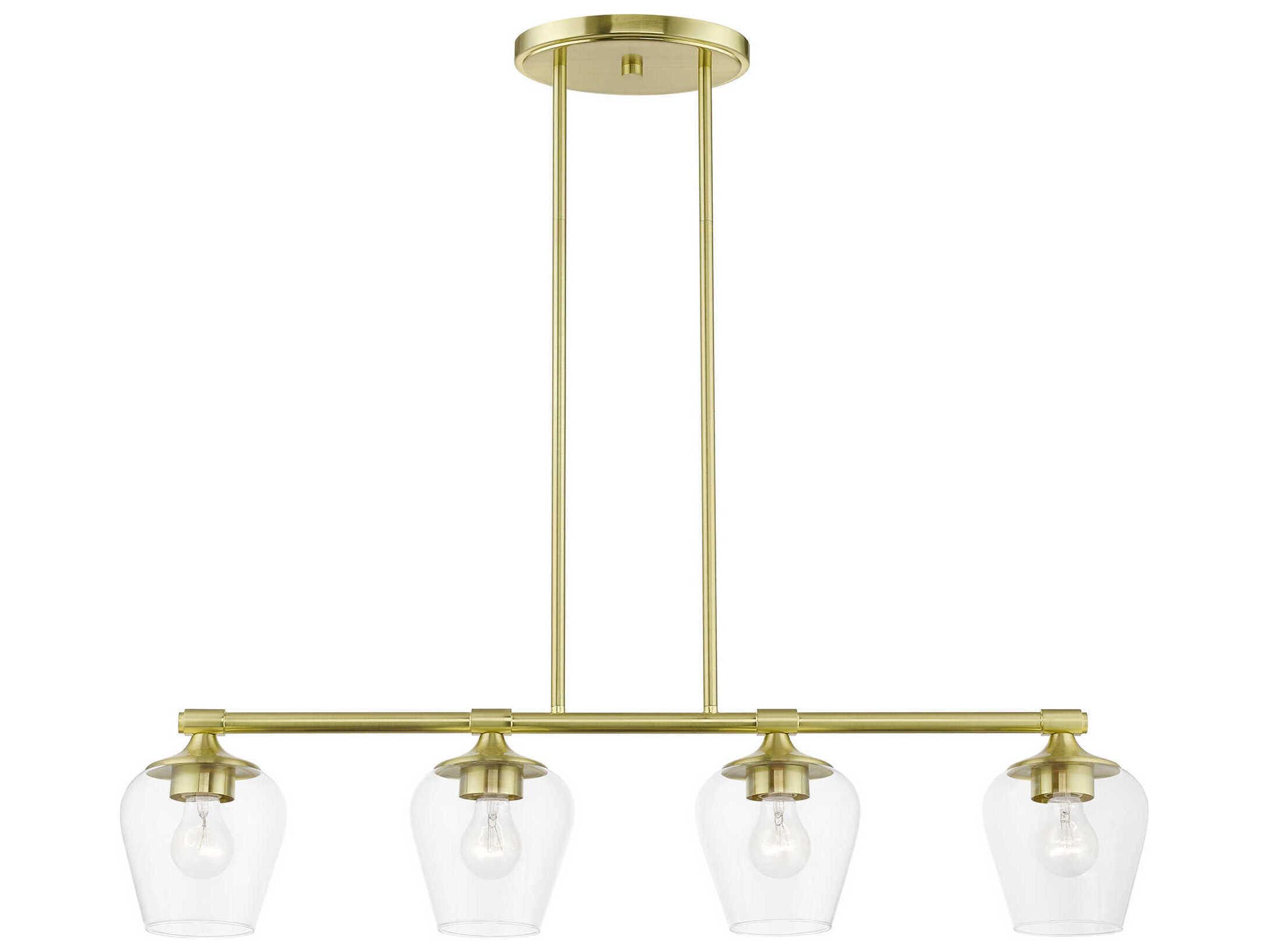 Livex Lighting Willow 4-Light Satin Brass Glass Bell Island Pendant