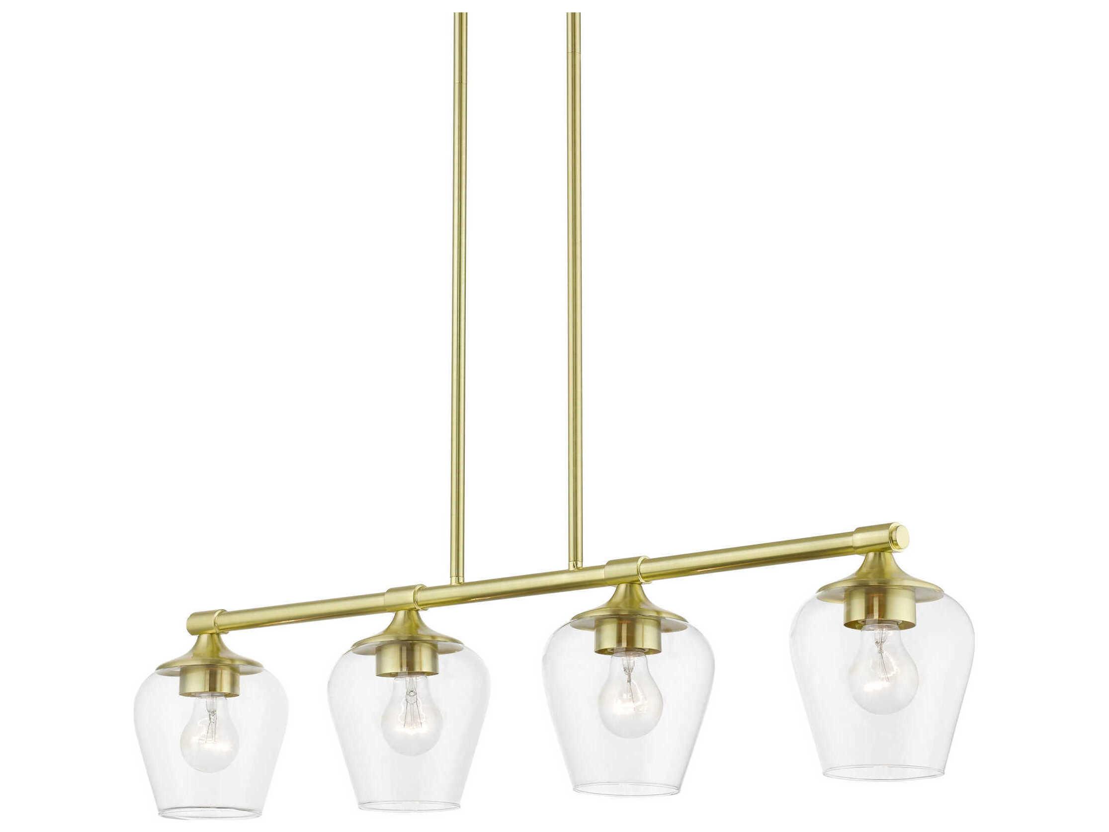 Livex Lighting Willow 4-Light Satin Brass Glass Bell Island Pendant