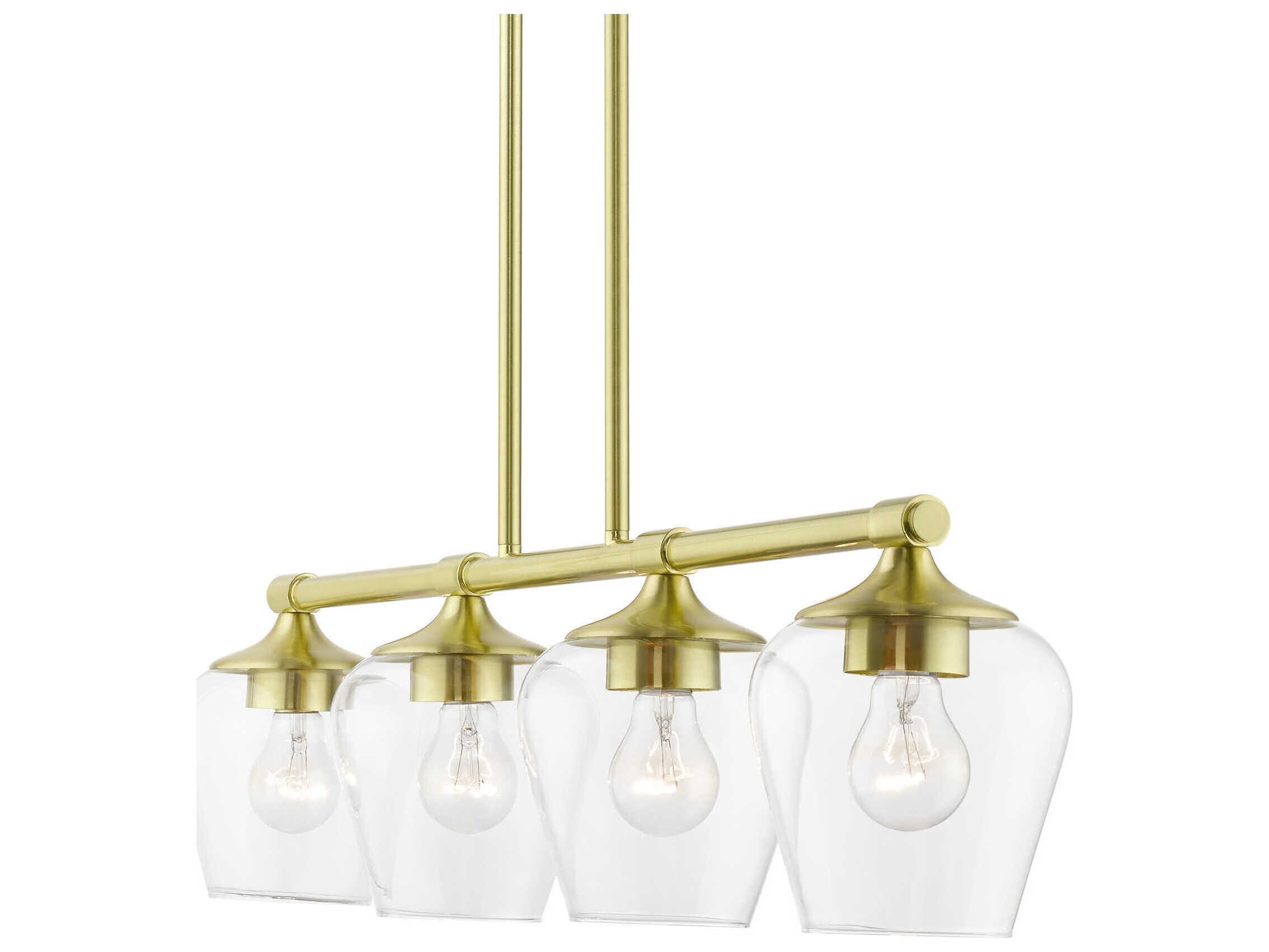Livex Lighting Willow 4-Light Satin Brass Glass Bell Island Pendant
