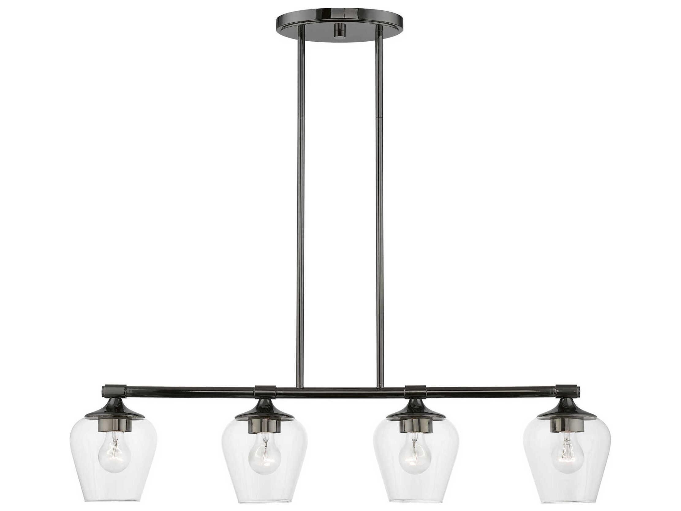 Livex Lighting Willow 4-Light Black Chrome Glass Bell Linear Island Pendant