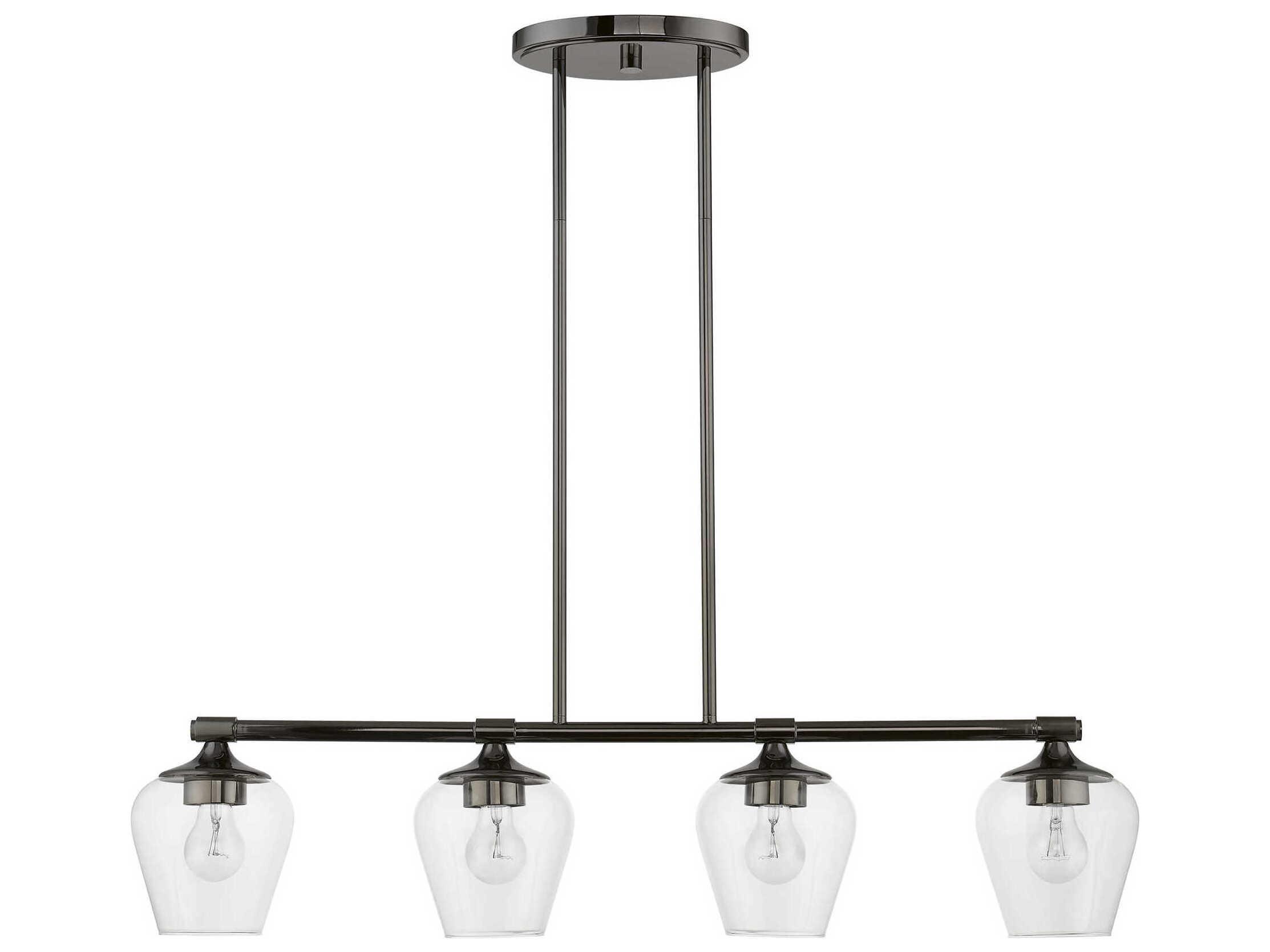 Livex Lighting Willow 4-Light Black Chrome Glass Bell Linear Island Pendant