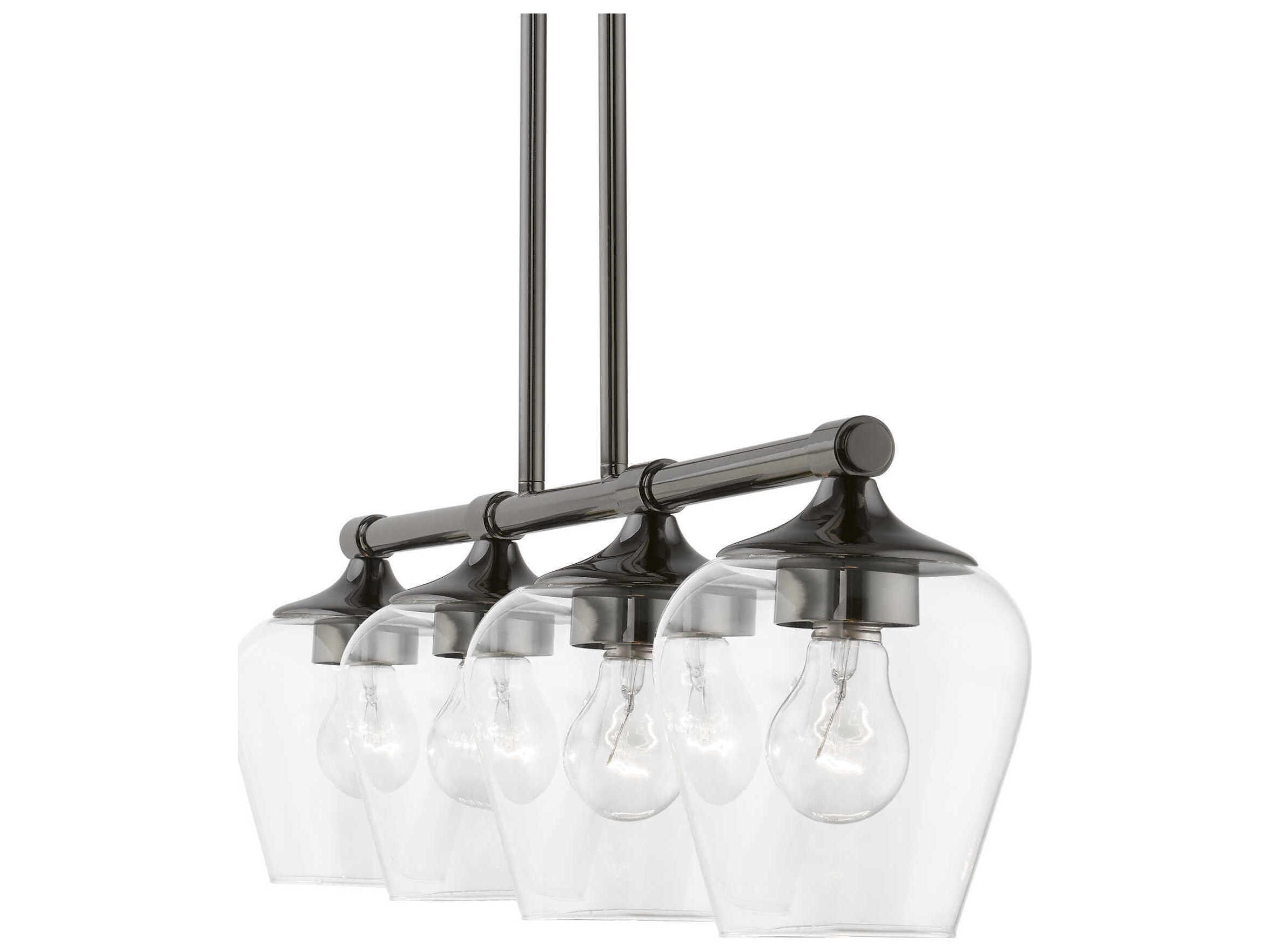 Livex Lighting Willow 4-Light Black Chrome Glass Bell Linear Island Pendant