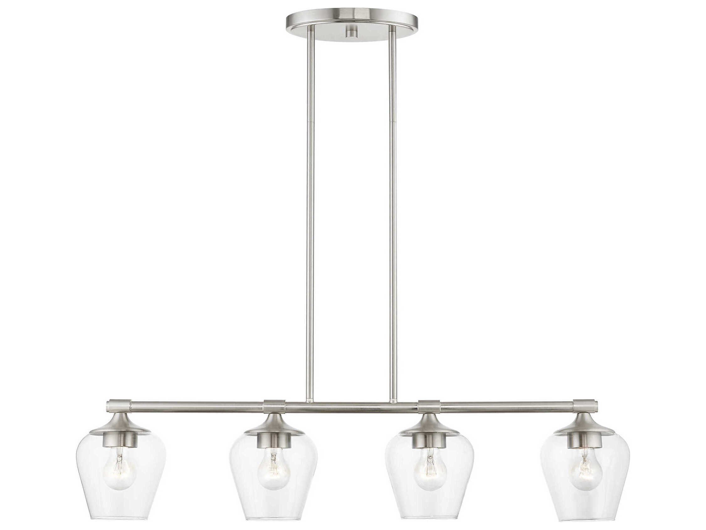 Livex Lighting Willow 4-Light Brushed Nickel Glass Bell Linear Island Pendant