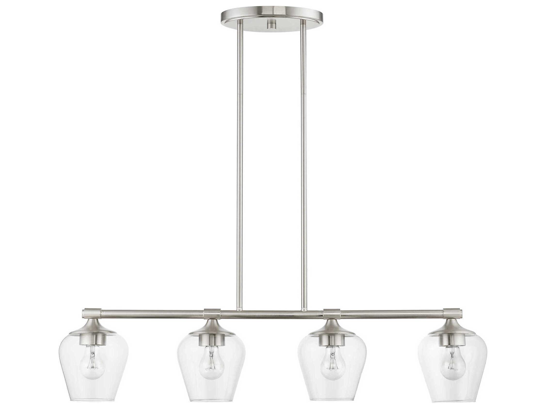 Livex Lighting Willow 4-Light Brushed Nickel Glass Bell Linear Island Pendant