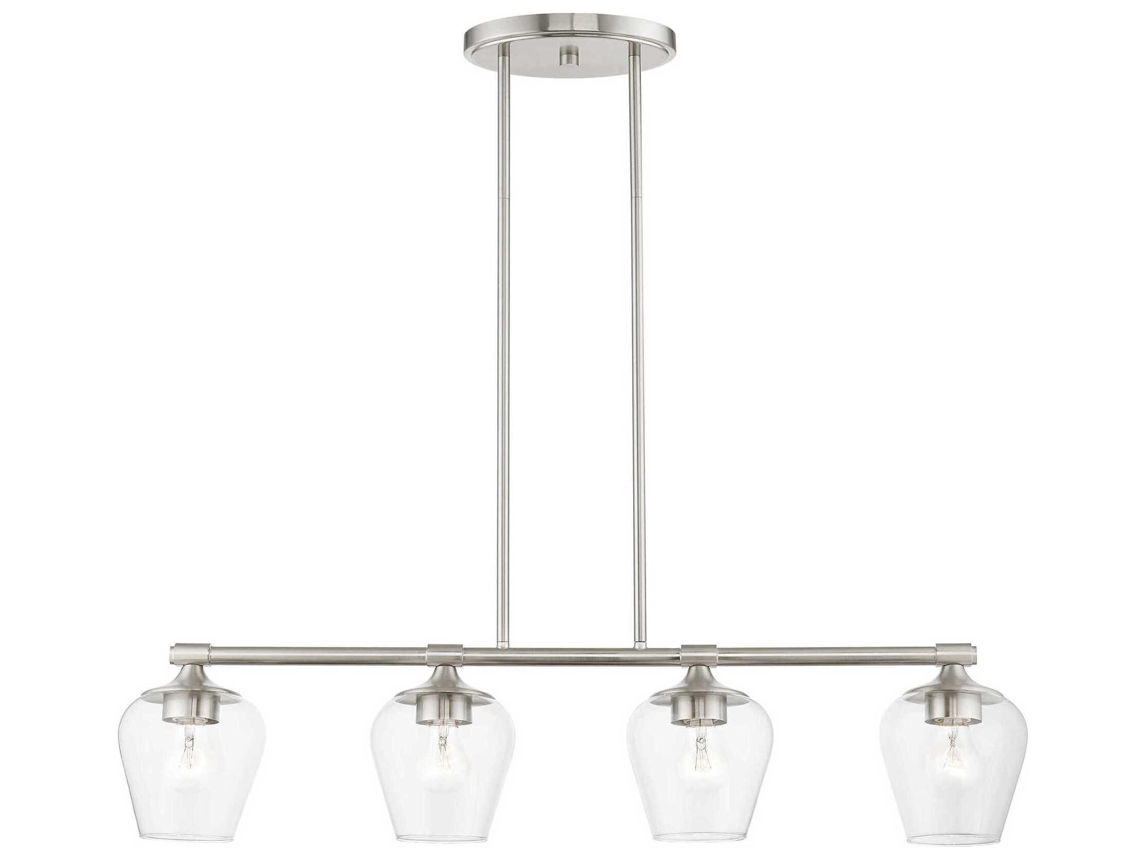 Livex Lighting Willow 4-Light Brushed Nickel Glass Bell Linear Island Pendant