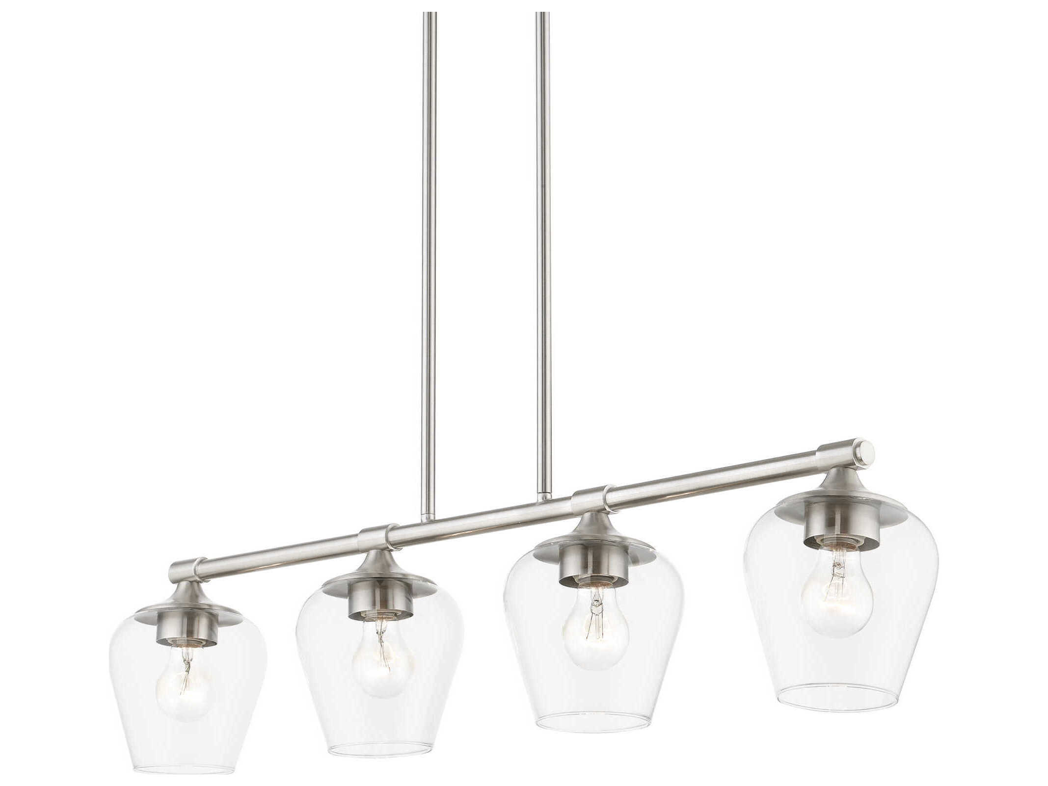 Livex Lighting Willow 4-Light Brushed Nickel Glass Bell Linear Island Pendant
