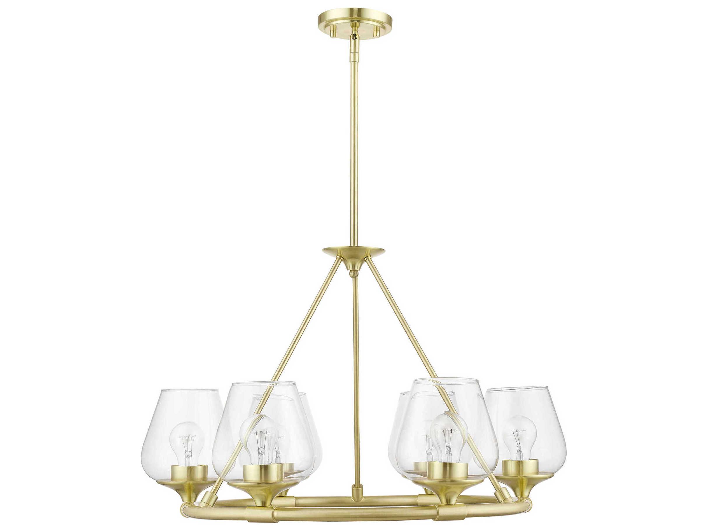 Livex Lighting Willow 6-Light Satin Brass Glass Bell Chandelier