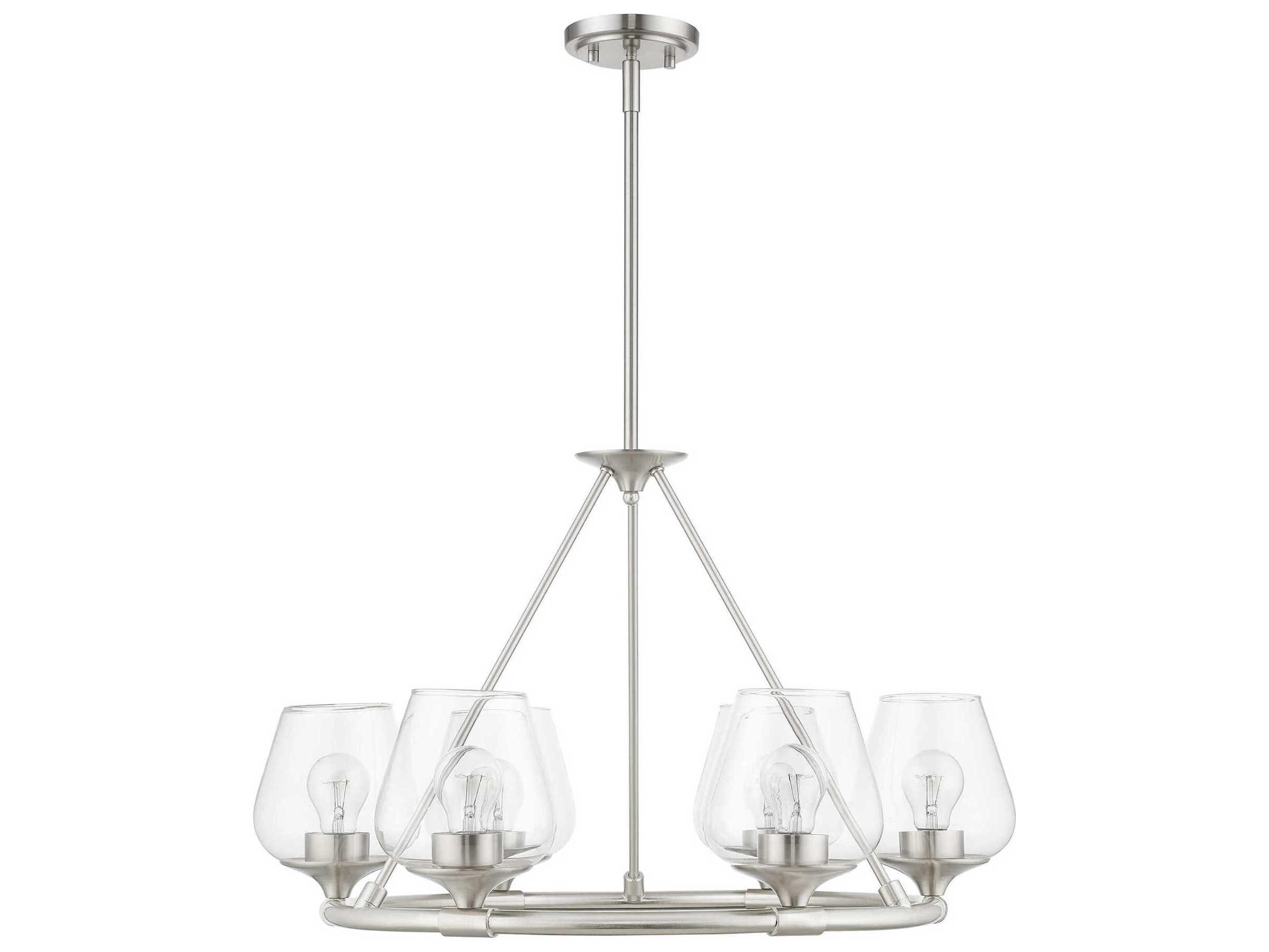 Livex Lighting Willow 6-Light Brushed Nickel Glass Bell Chandelier