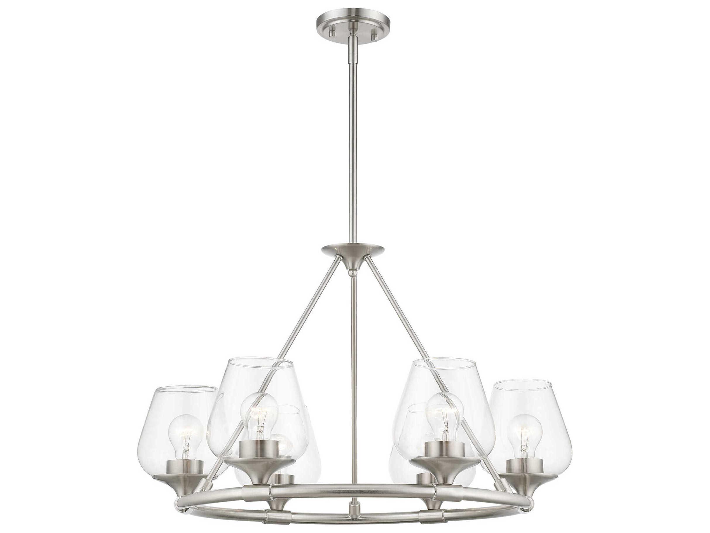Livex Lighting Willow 6-Light Brushed Nickel Glass Bell Chandelier