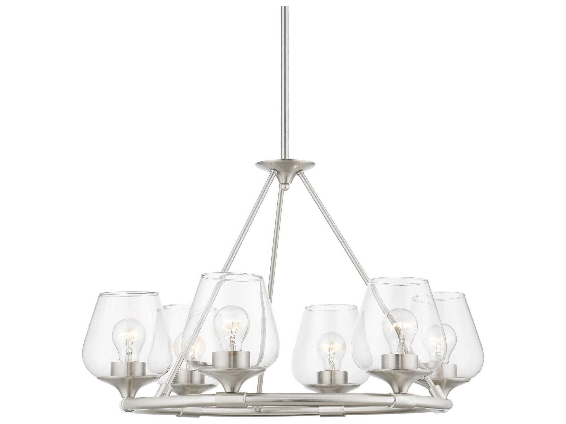 Livex Lighting Willow 6-Light Brushed Nickel Glass Bell Chandelier