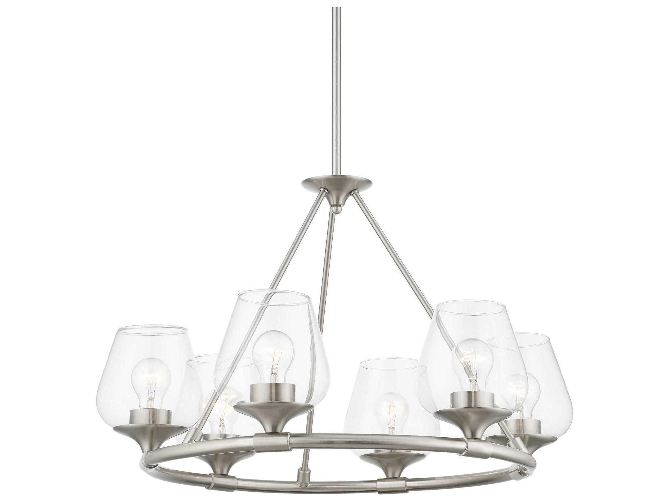 Livex Lighting Willow 6-Light Brushed Nickel Glass Bell Chandelier