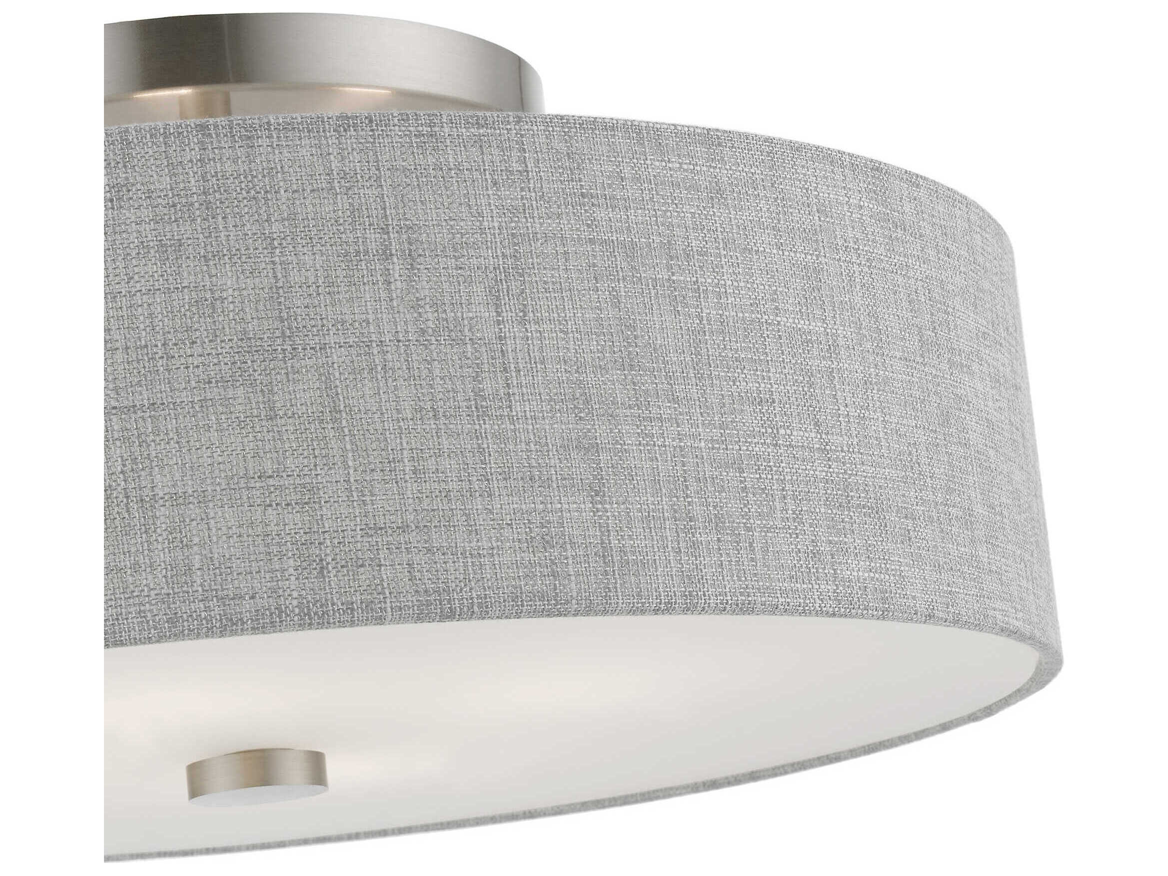 Livex Lighting Dakota 4-Light Brushed Nickel Shiny White Drum Semi Flush Mount