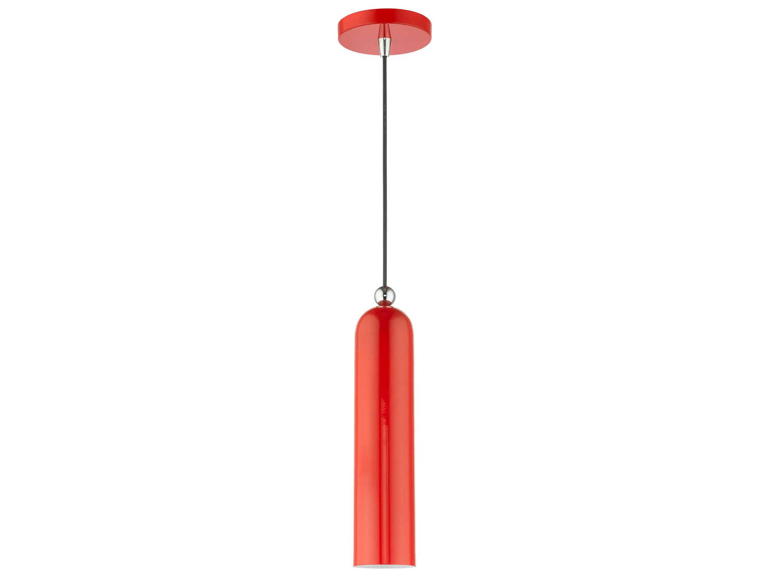 Livex Lighting Ardmore 1-Light Shiny Red Cylinder Mini Pendant