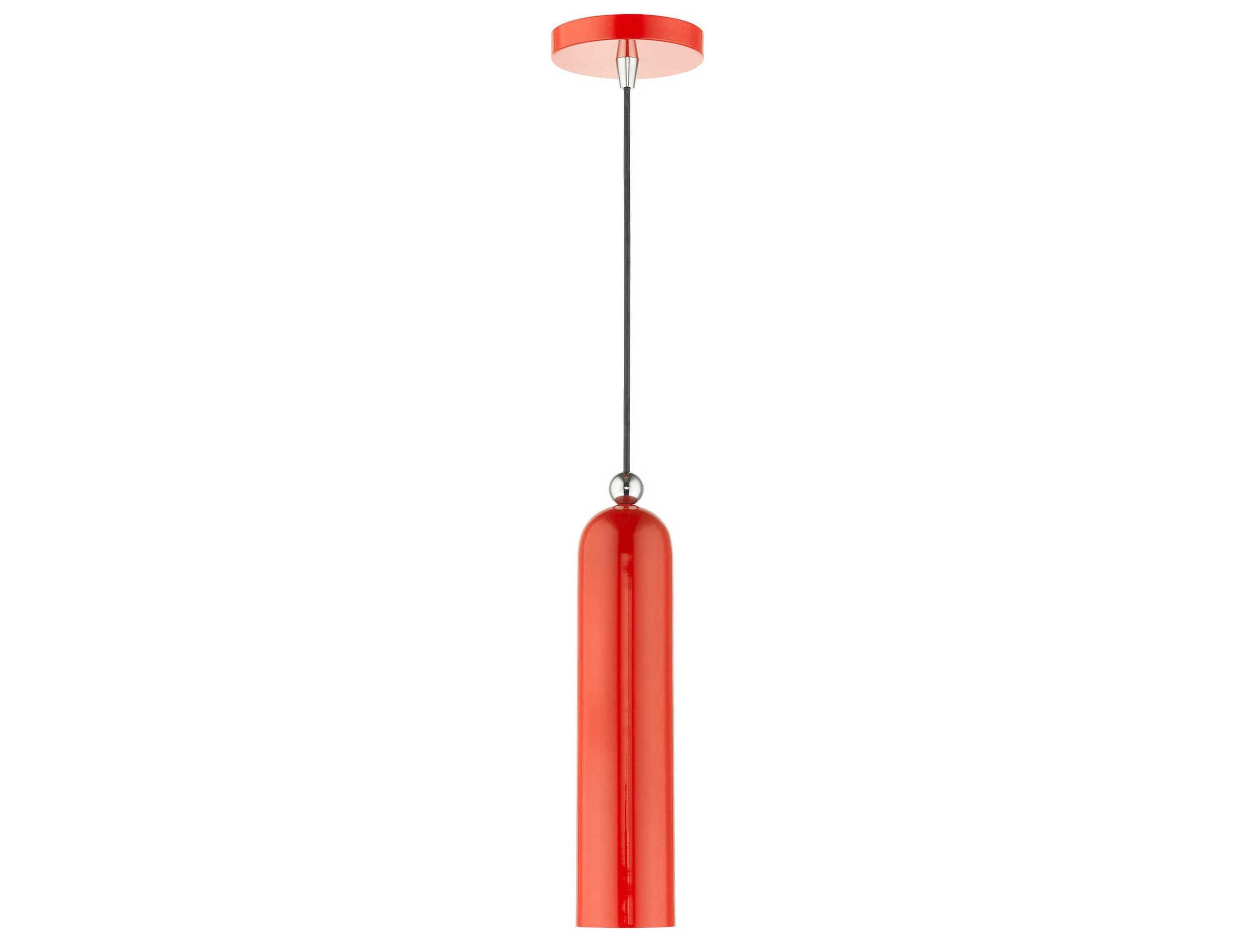 Livex Lighting Ardmore 1-Light Shiny Red Cylinder Mini Pendant