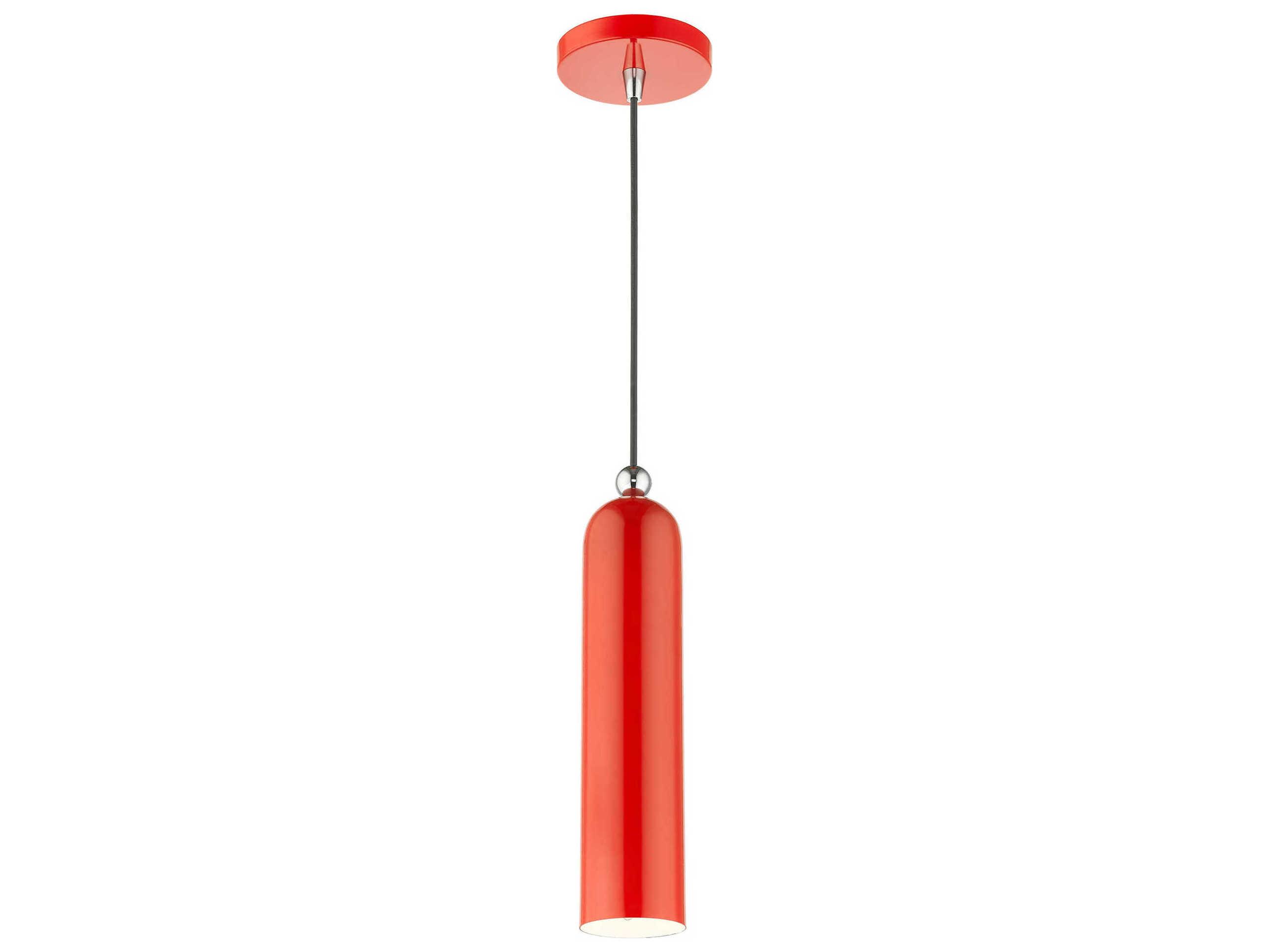 Livex Lighting Ardmore 1-Light Shiny Red Cylinder Mini Pendant