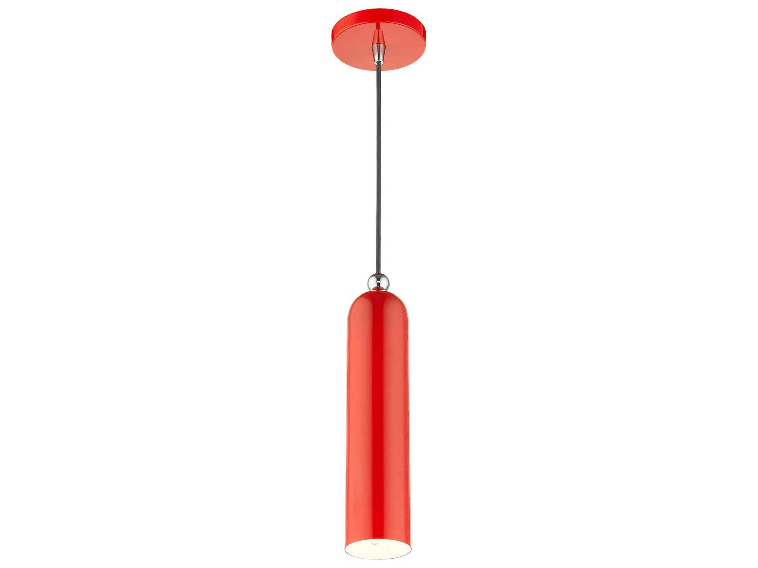 Livex Lighting Ardmore 1-Light Shiny Red Cylinder Mini Pendant