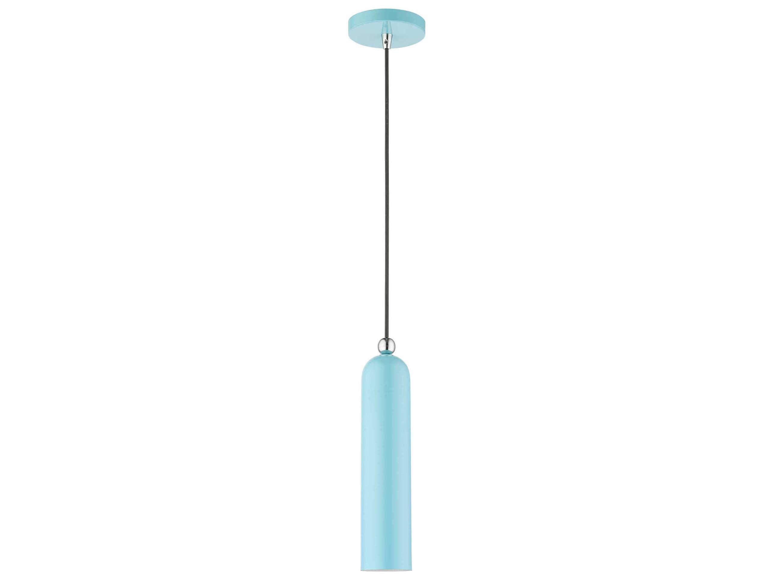 Livex Lighting Ardmore 1-Light Shiny Baby Blue Cylinder Mini Pendant