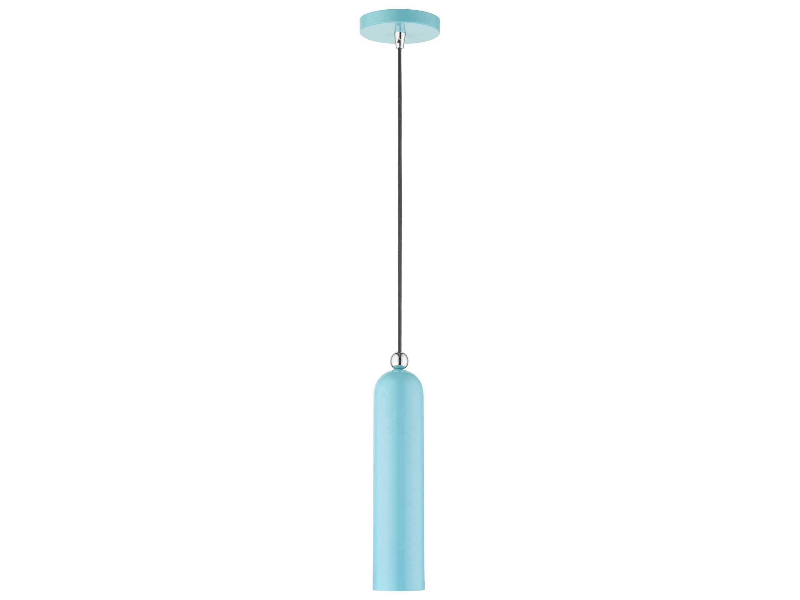 Livex Lighting Ardmore 1-Light Shiny Baby Blue Cylinder Mini Pendant