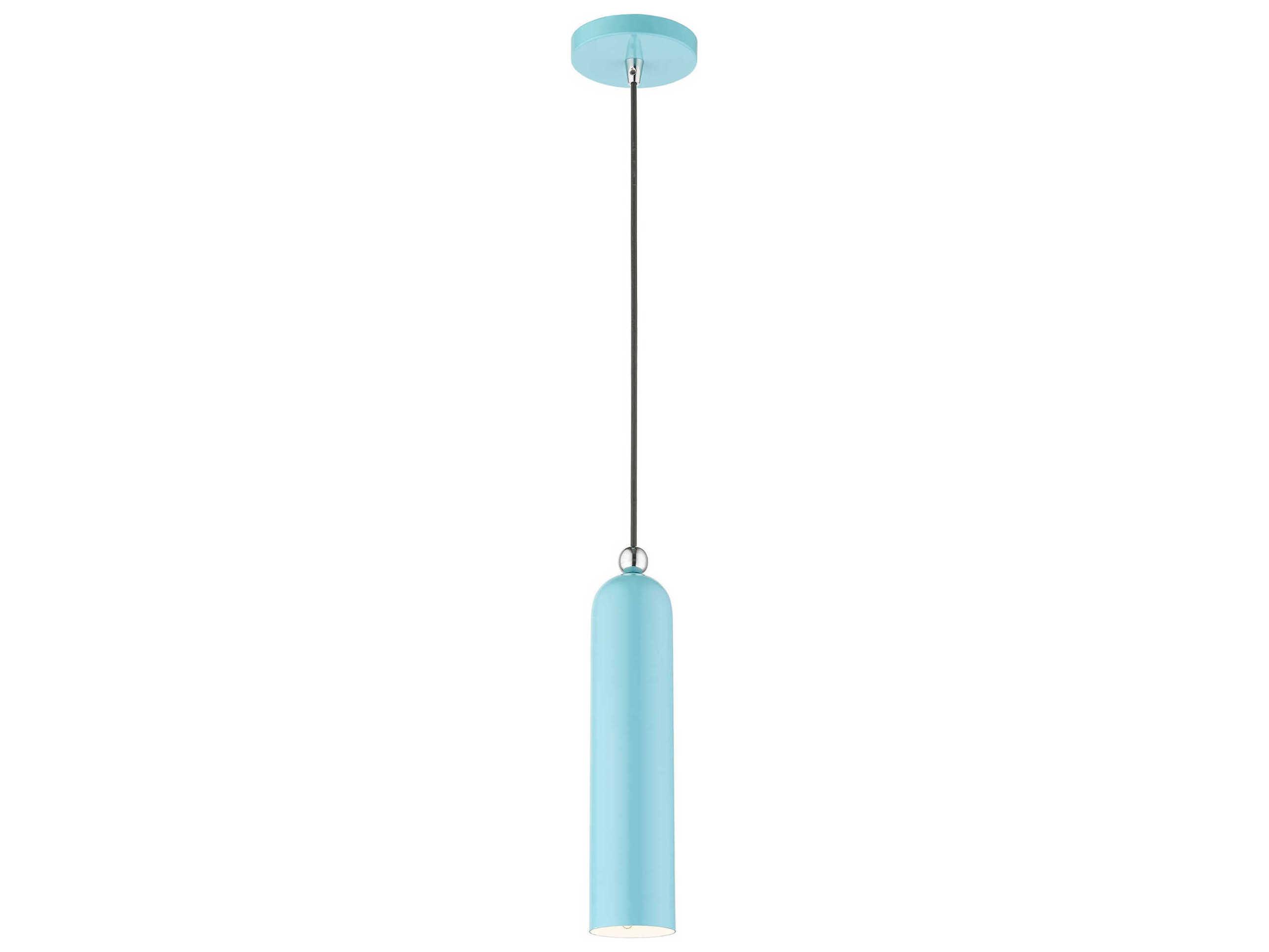 Livex Lighting Ardmore 1-Light Shiny Baby Blue Cylinder Mini Pendant